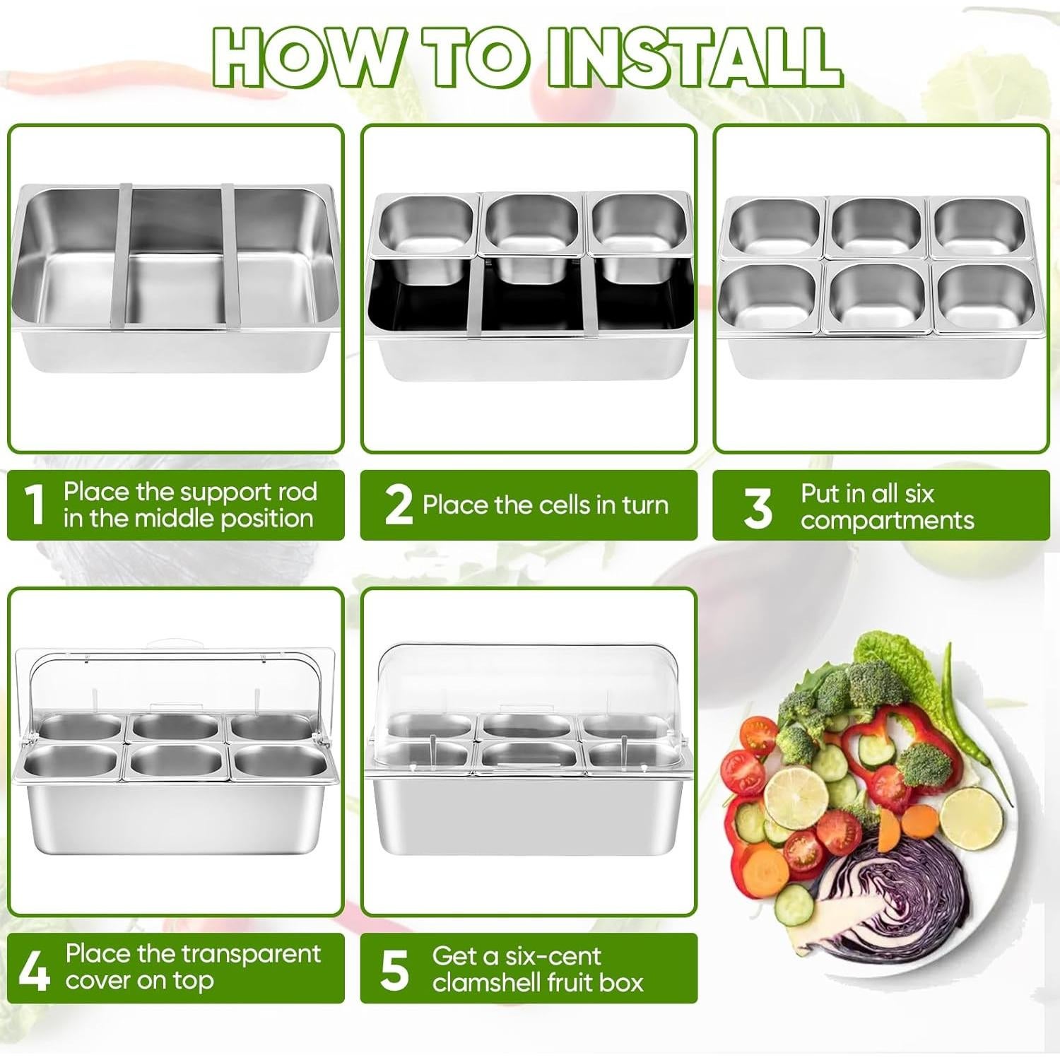 Contenedor de Exhibición de Alimentos Qmeeki con Tapa Deslizante