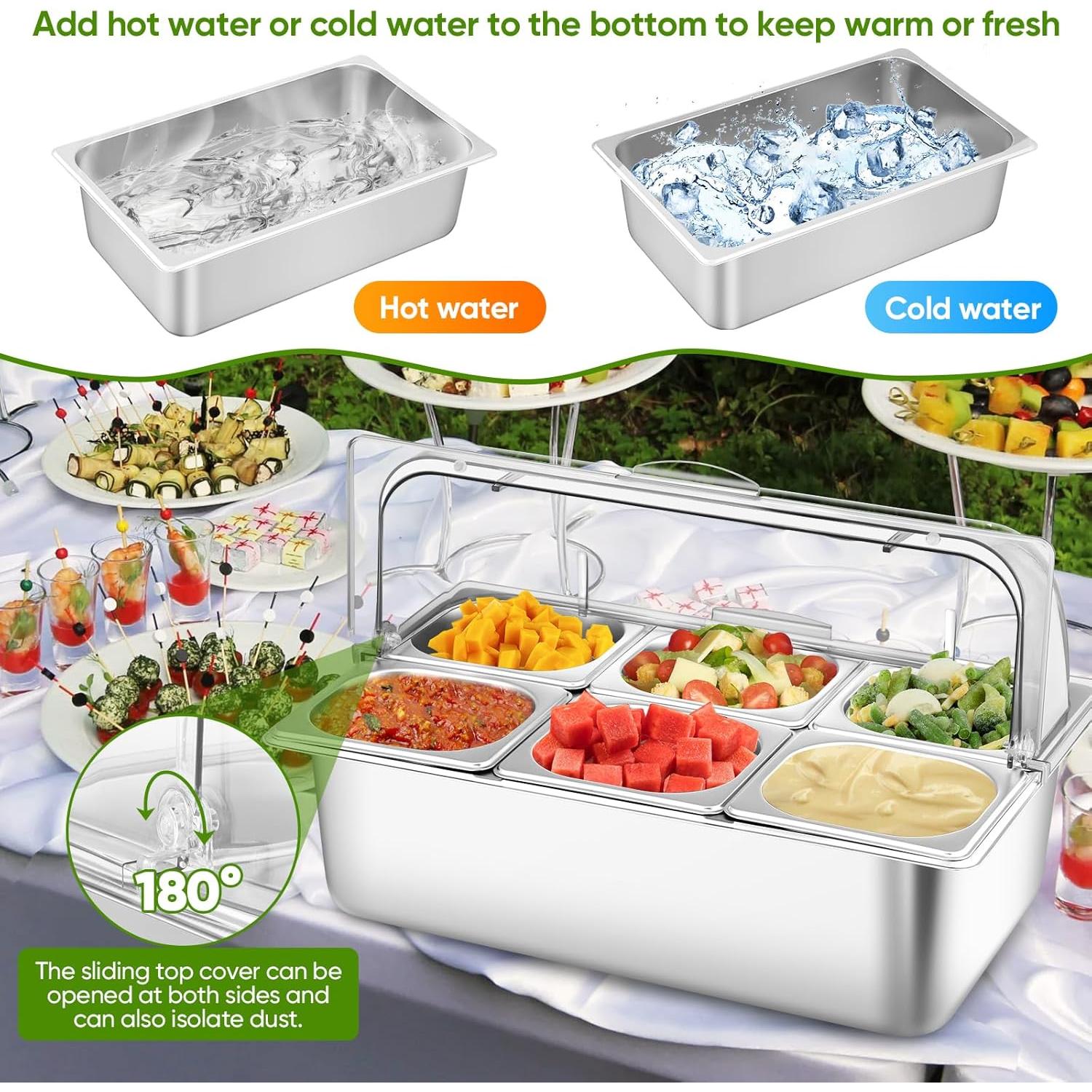 Contenedor de Exhibición de Alimentos Qmeeki con Tapa Deslizante