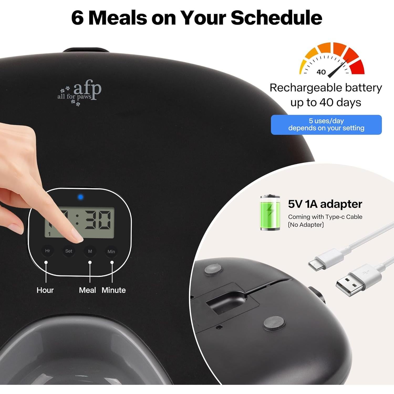 Comedero Automático Recargable AFP 5709 para Mascotas 1.93 kg