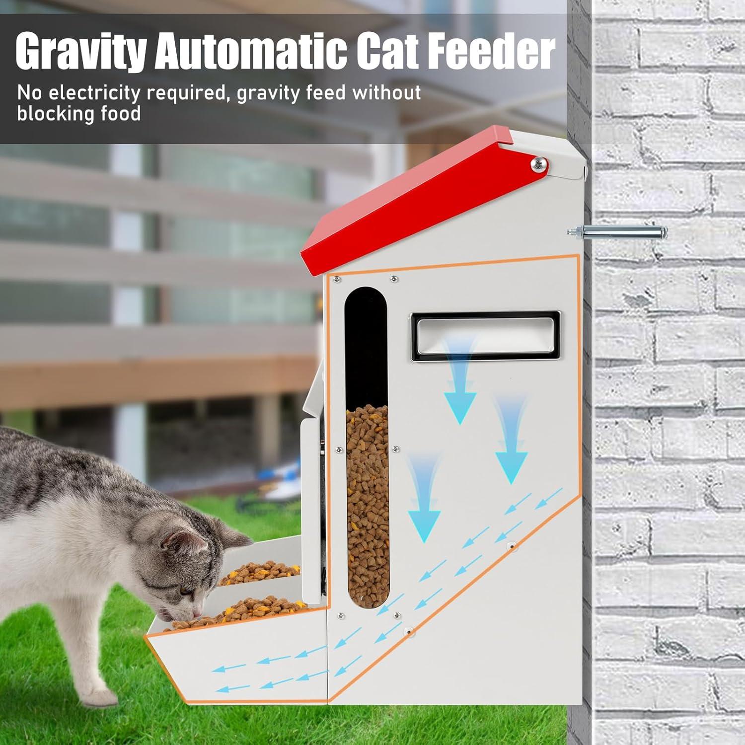 Comedero Automático Doble para Gatos PAULOZYN 12L Gravedad