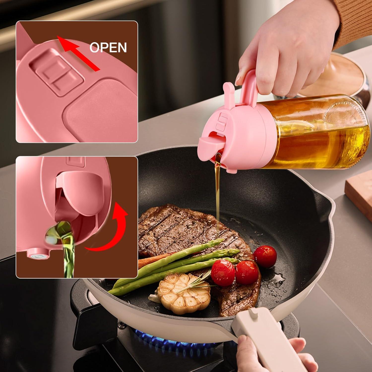 Botella Spray de Aceite YARRAMATE 470ml Doble Función Rosa y Negro