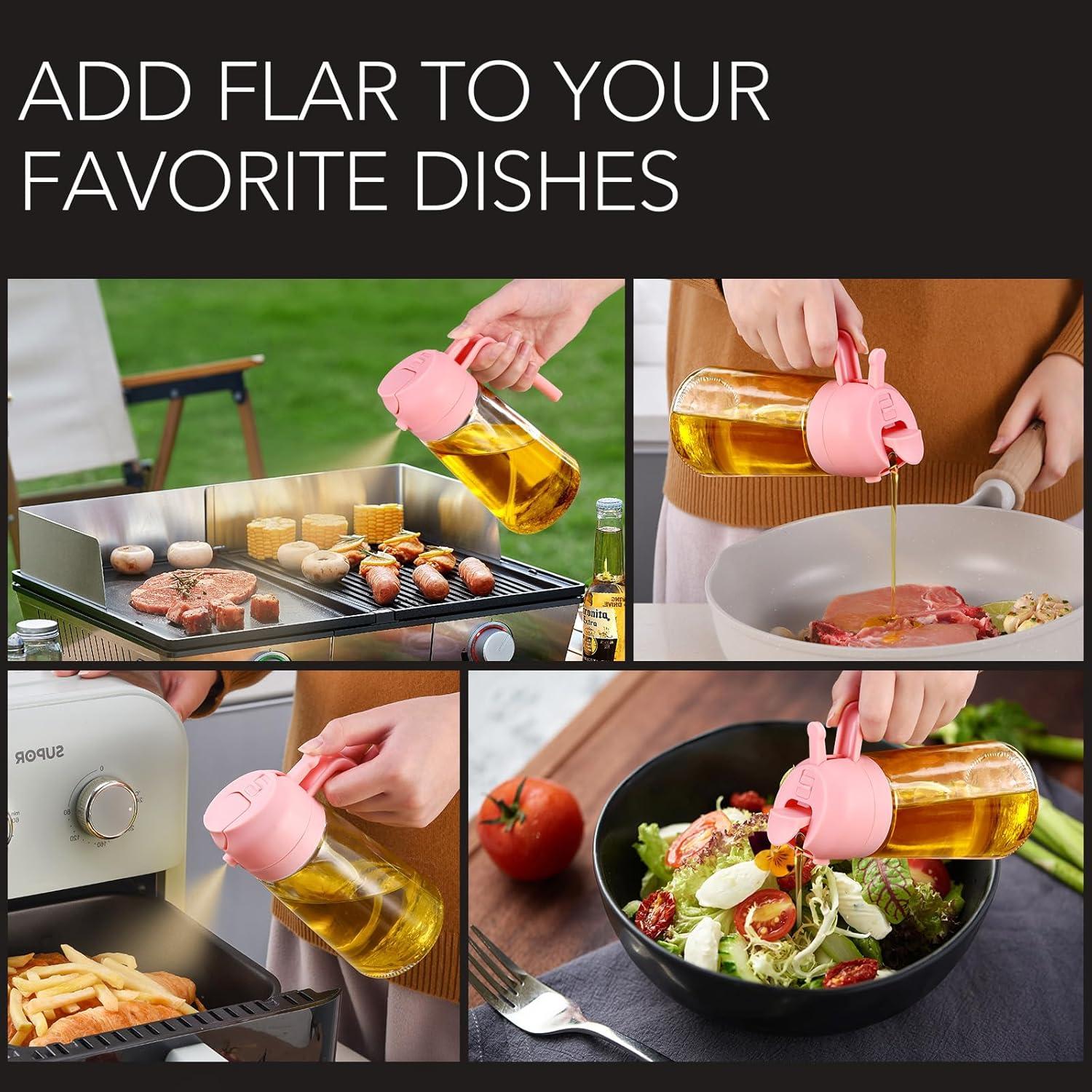 Botella Spray de Aceite YARRAMATE 470ml Doble Función Rosa y Negro