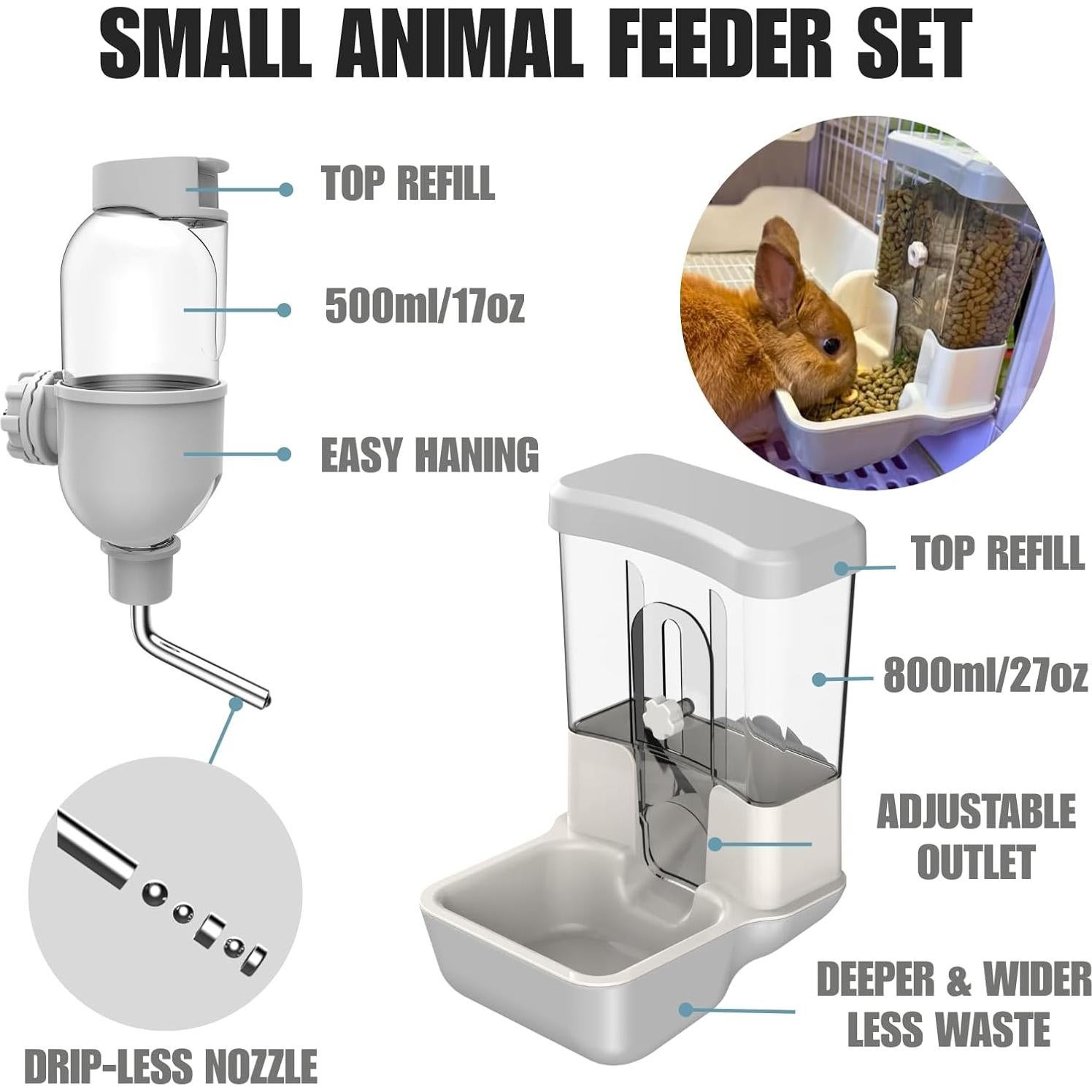 Dispensador Automático de Comida y Agua TOKAYIFE 0.8L Gris