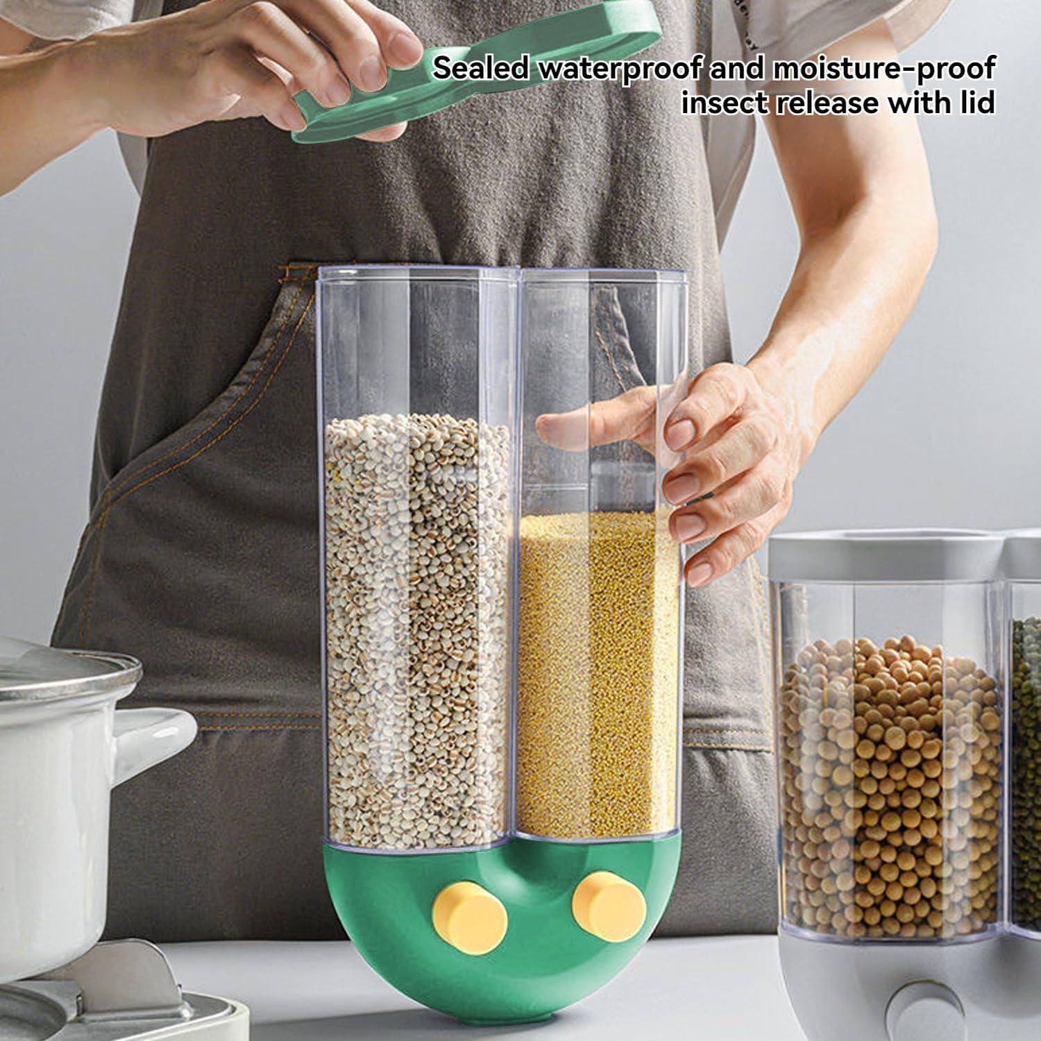 Dispensador de Cereal Montado en Pared COSTYERT 2 Rejillas 2.5L Verde