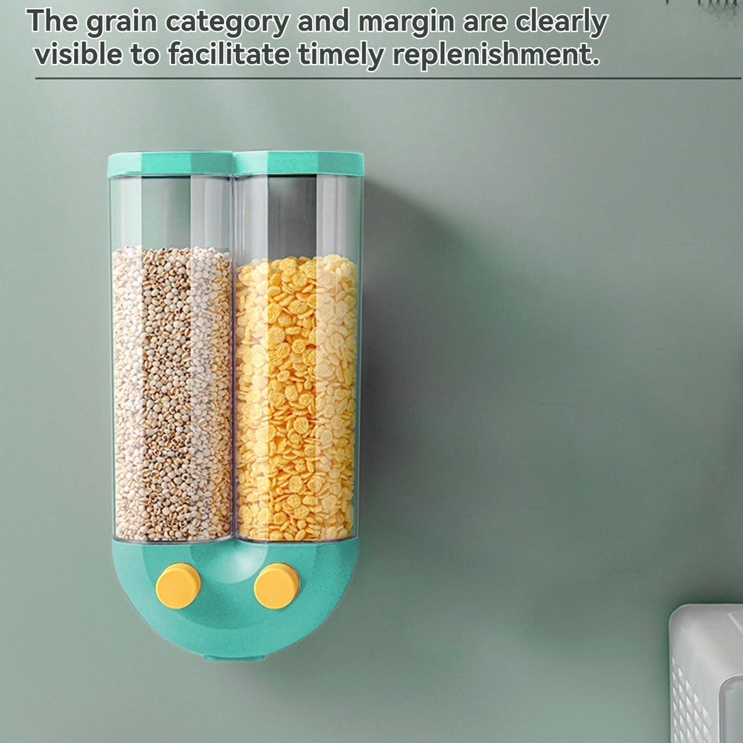 Dispensador de Cereal Montado en Pared COSTYERT 2 Rejillas 2.5L Verde