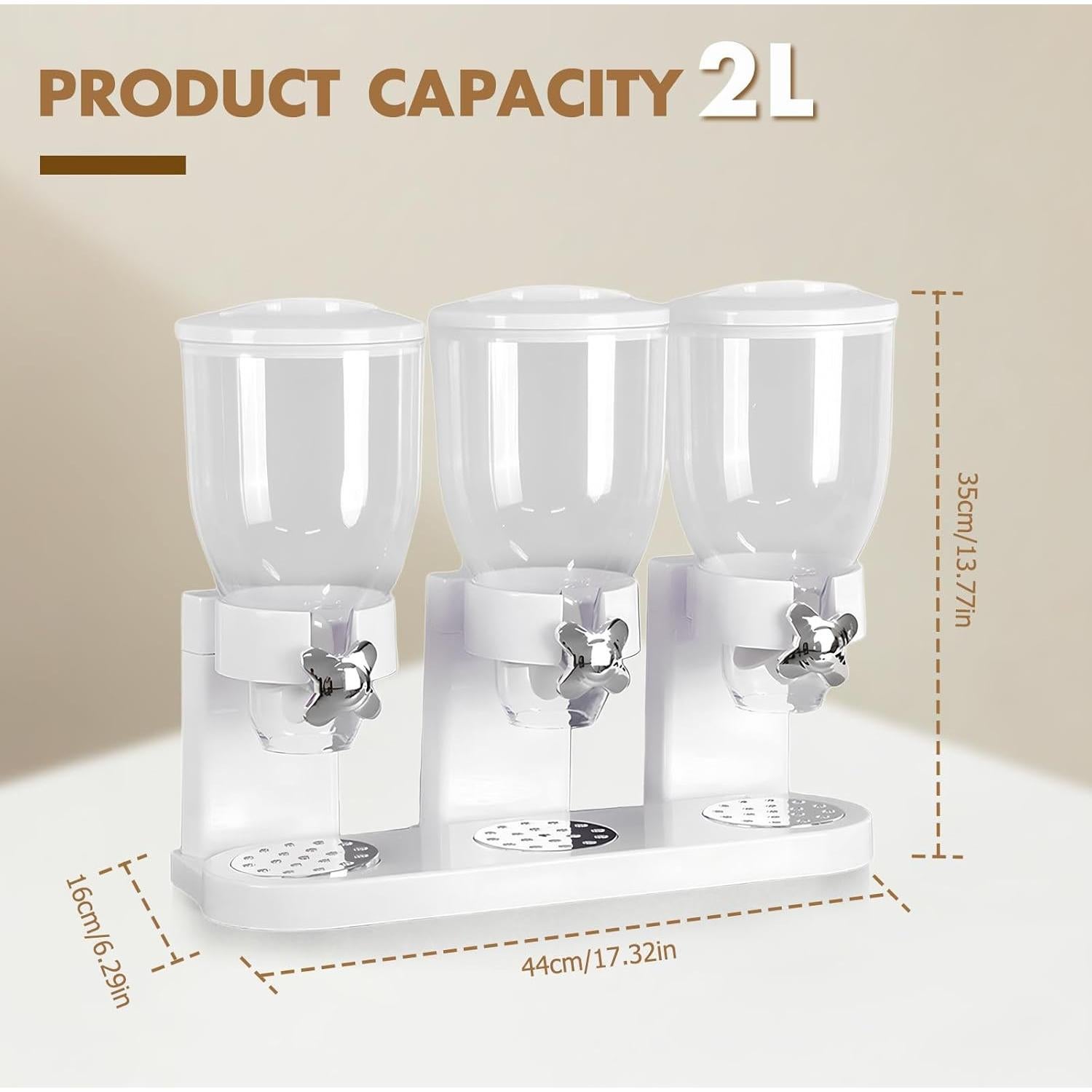 Dispensador de Cereal Kytree 3 Compartimentos 6L Transparente