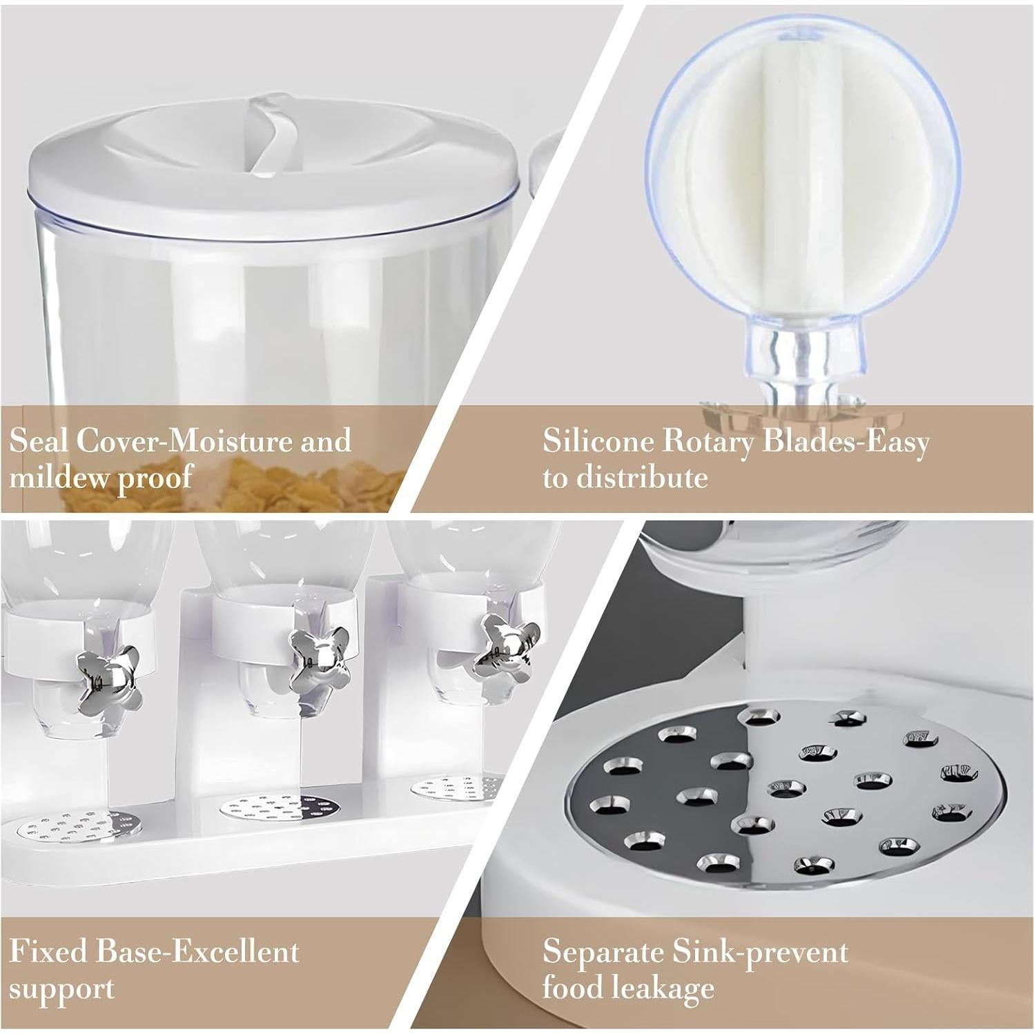 Dispensador de Cereal Kytree 3 Compartimentos 6L Transparente