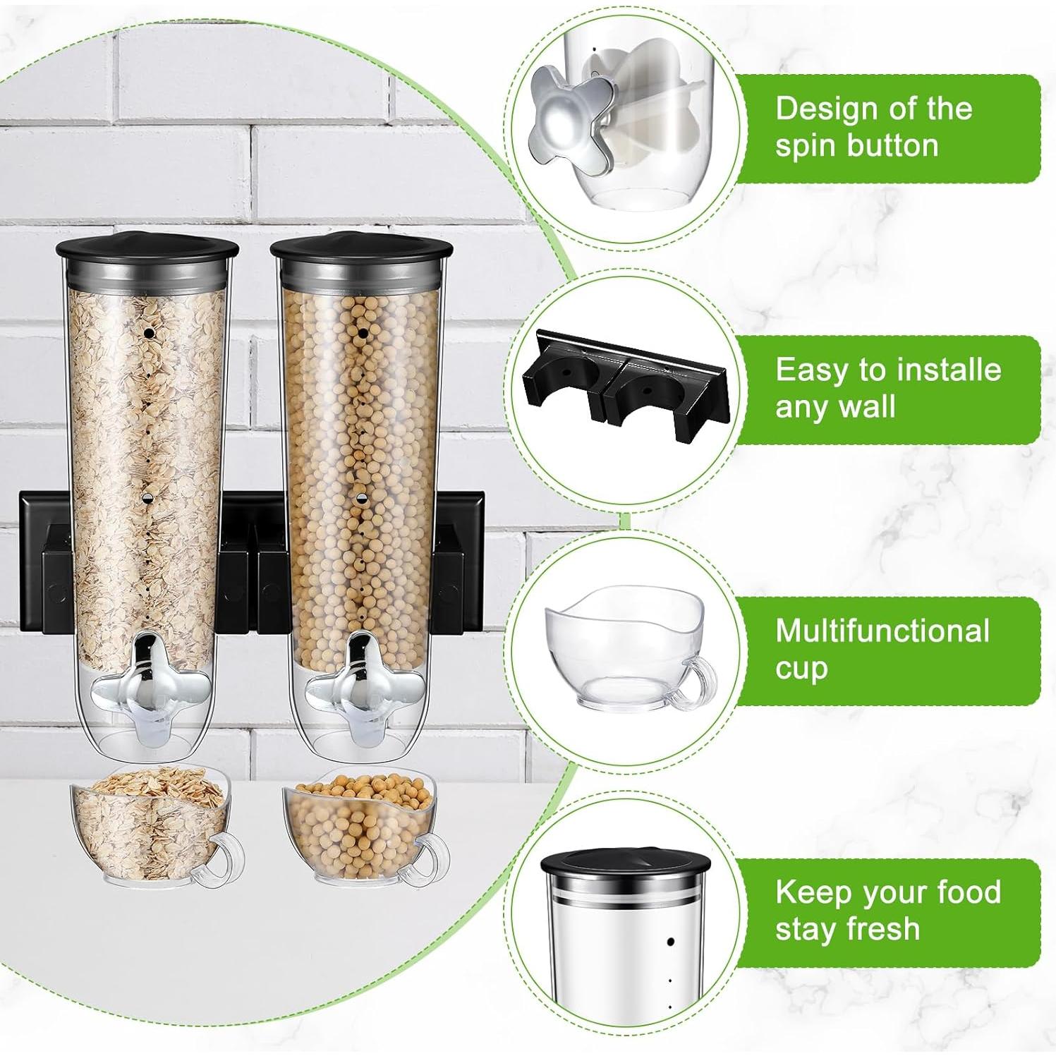 Dispensador de Cereal Huwena 4 Juegos 12L Montado en Pared