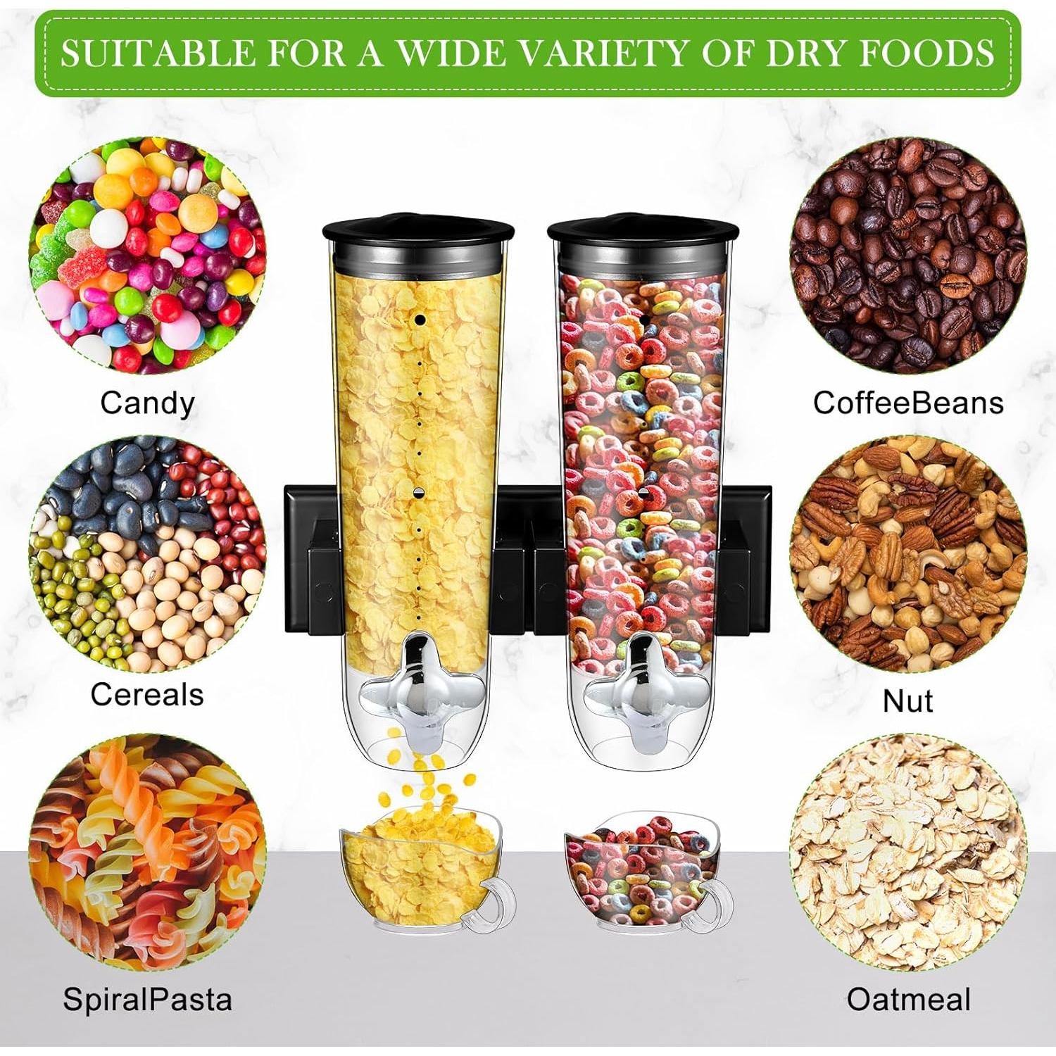 Dispensador de Cereal Huwena 4 Juegos 12L Montado en Pared