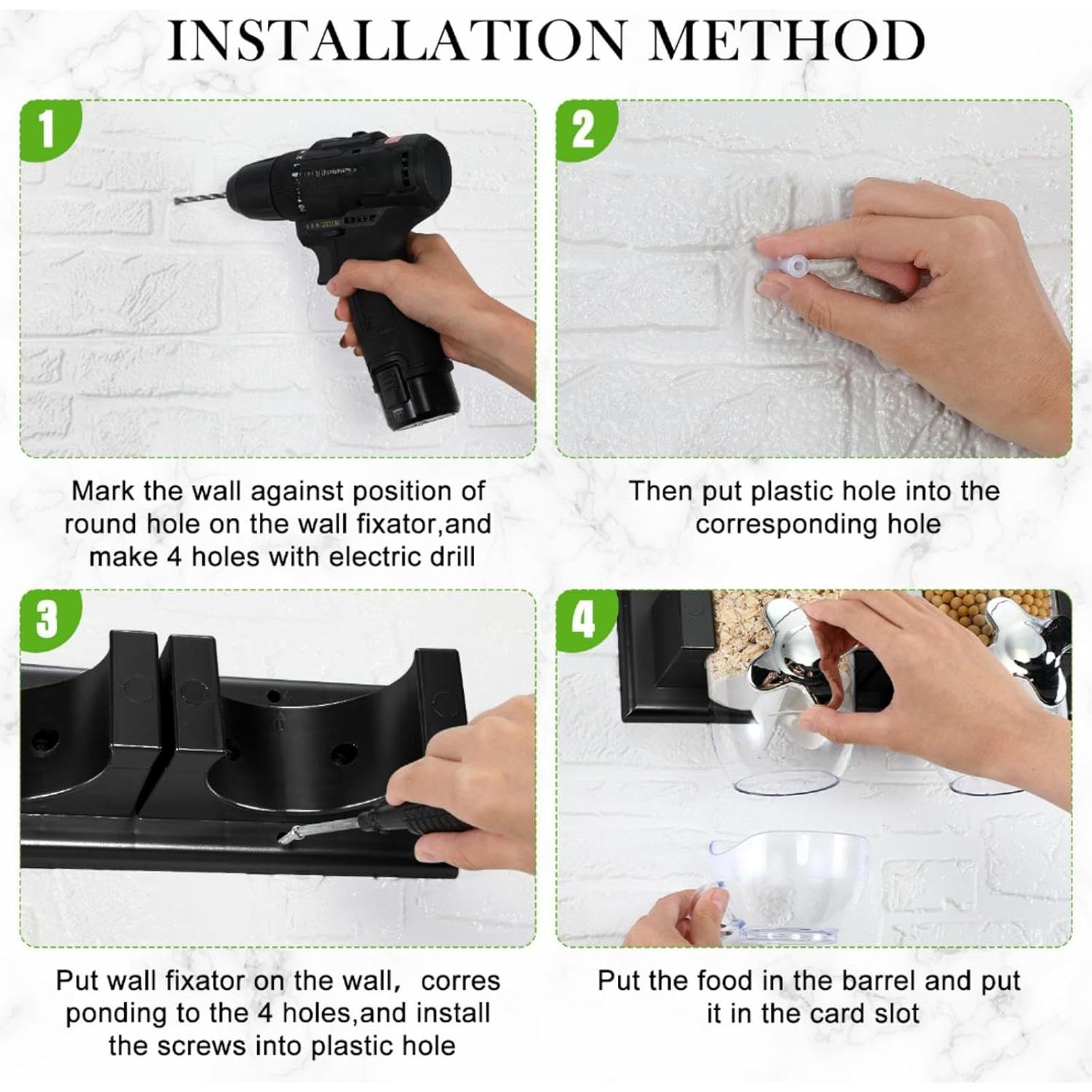 Dispensador de Cereal Huwena 4 Juegos 12L Montado en Pared