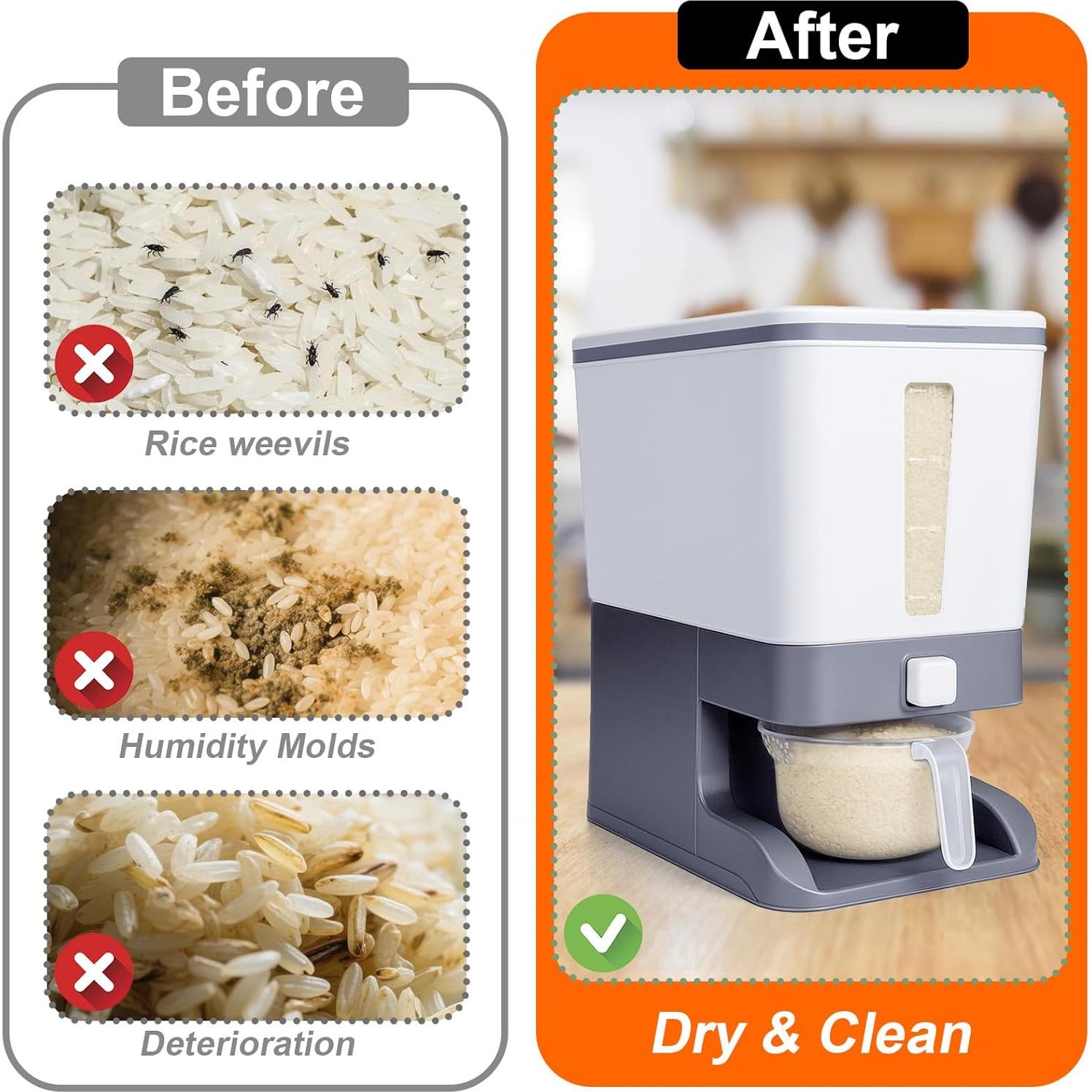 Dispensador de arroz Mity Rain 11.34 kg con arcilla deshumidificadora