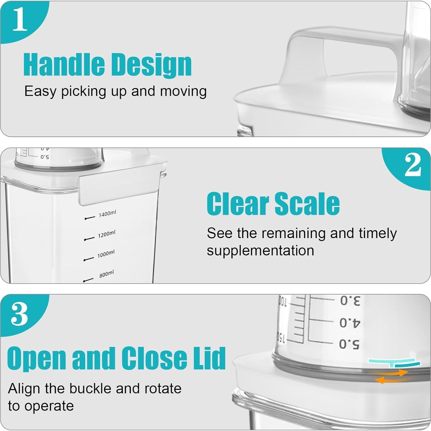 Dispensador de Detergente para Ropa Boocalny 2 Paquetes 1.8kg