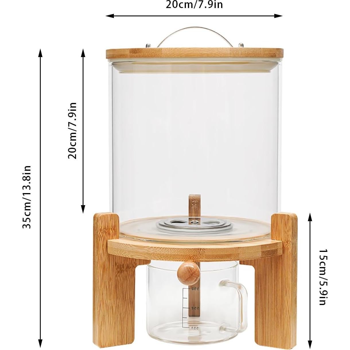 Dispensador de Arroz y Cereal Charmedlamp 5L Vidrio y Bambú