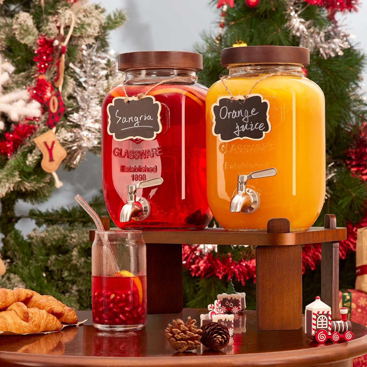 2 Dispensadores de Bebidas de Vidrio FavorFlavor 7.57L con Soporte