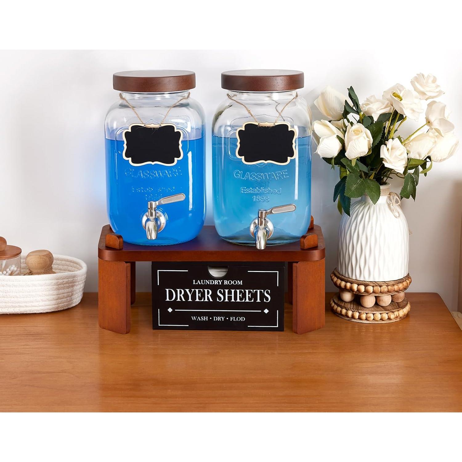 2 Dispensadores de Bebidas de Vidrio FavorFlavor 7.57L con Soporte