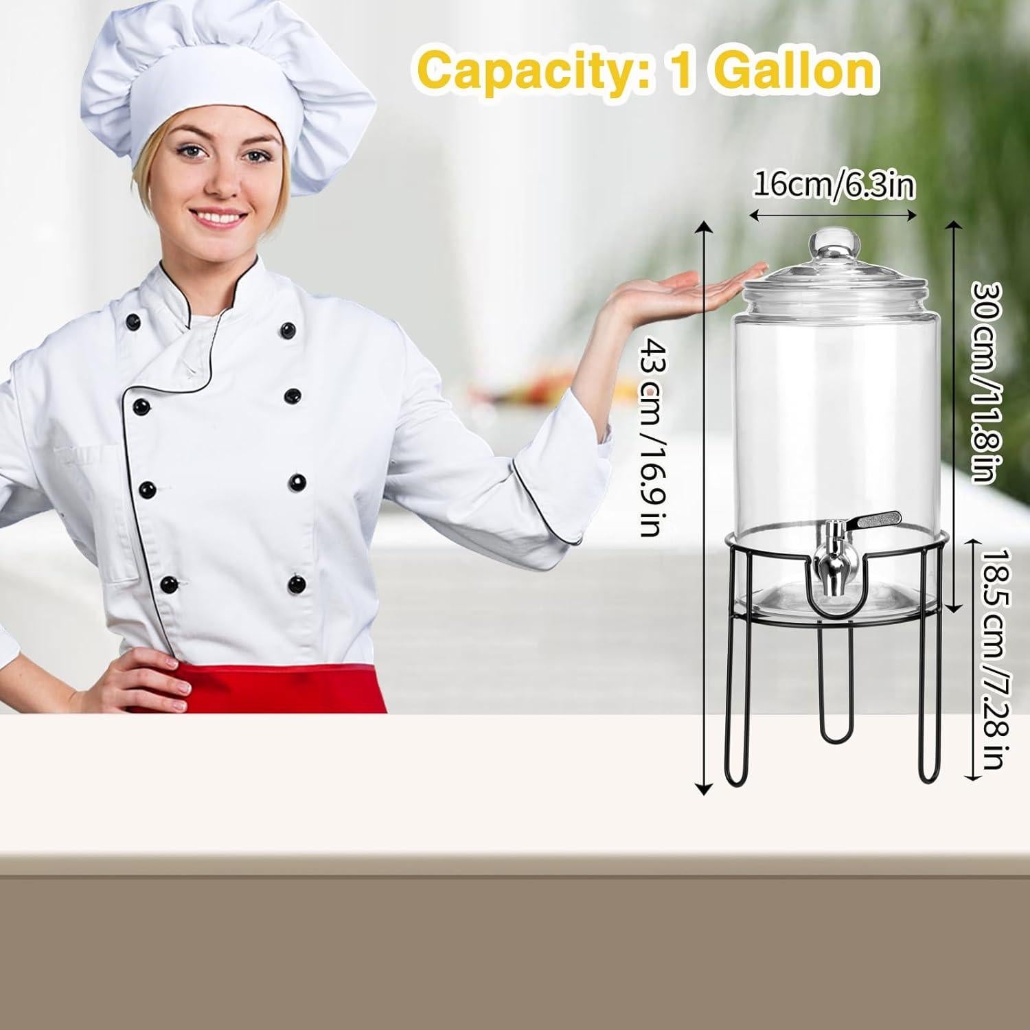 Dispensador de Bebidas de Vidrio Edycur 1 Galón 3.78L con Grifo