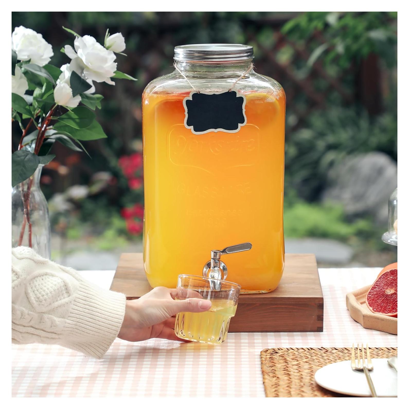 Dispensador de Bebidas de Vidrio HILUMIDA 2 Galones con Grifo