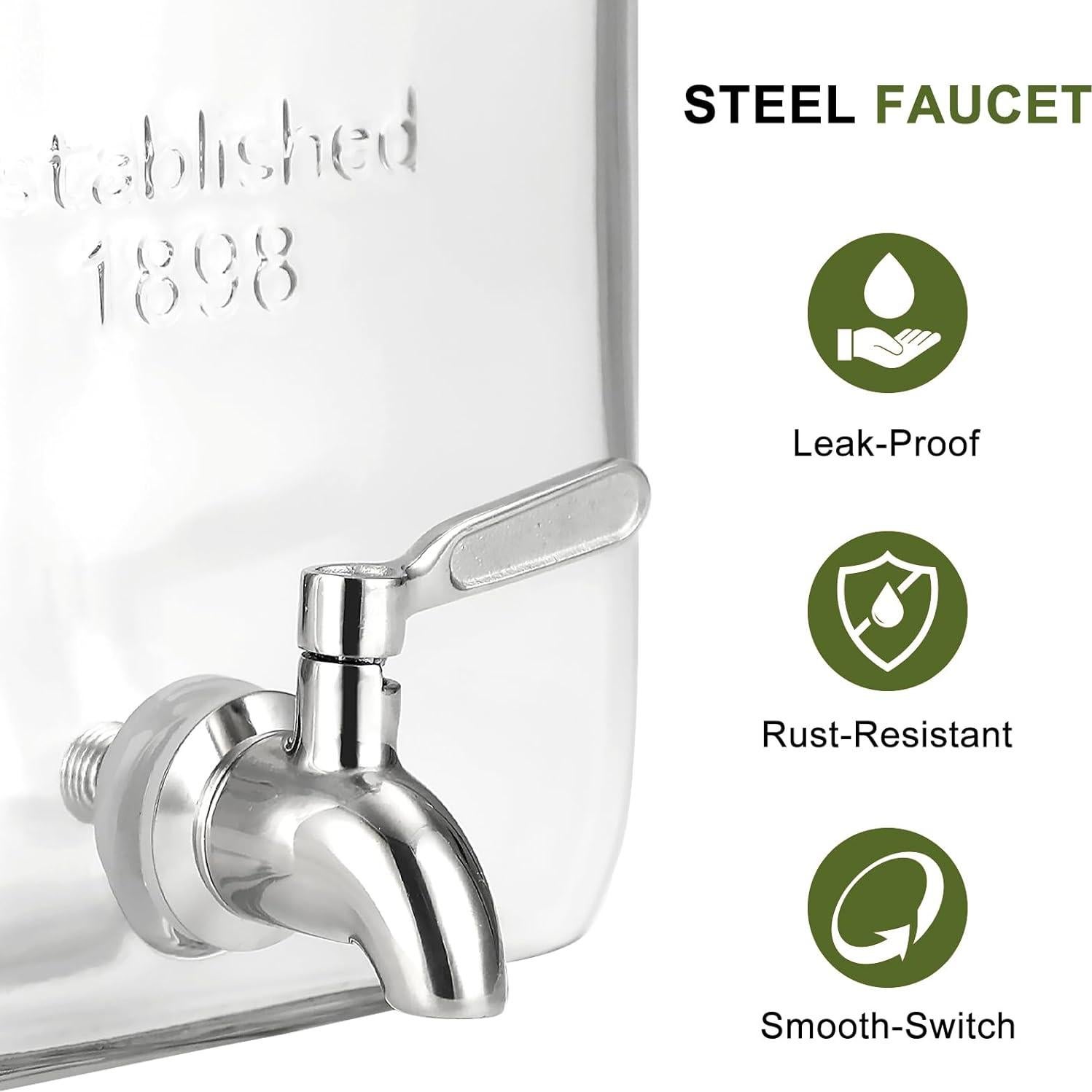 Dispensador de Bebidas de Vidrio HILUMIDA 2 Galones con Grifo