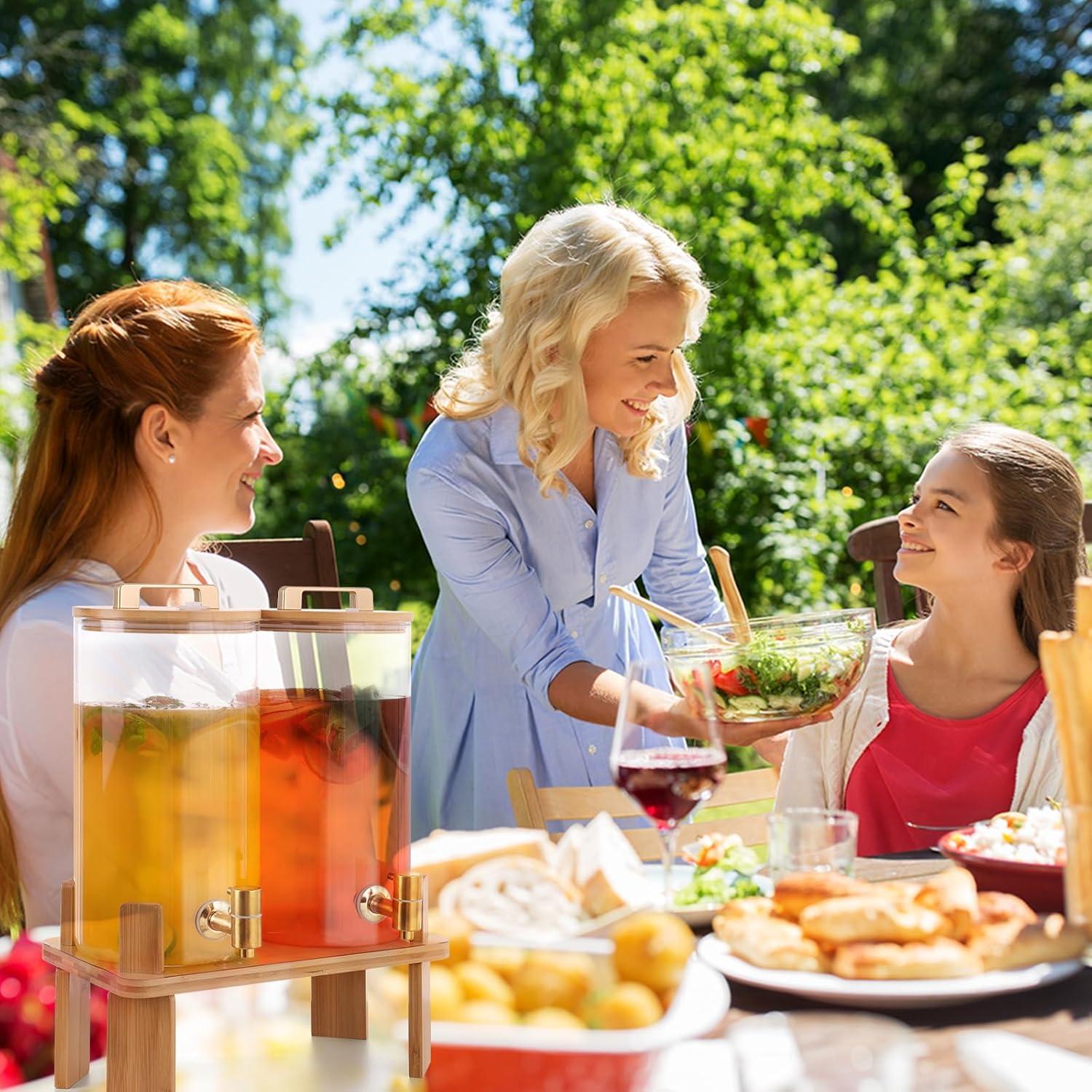 Dispensador de Bebidas de Vidrio MIWUYI 5.68L 2 Pack con Soporte