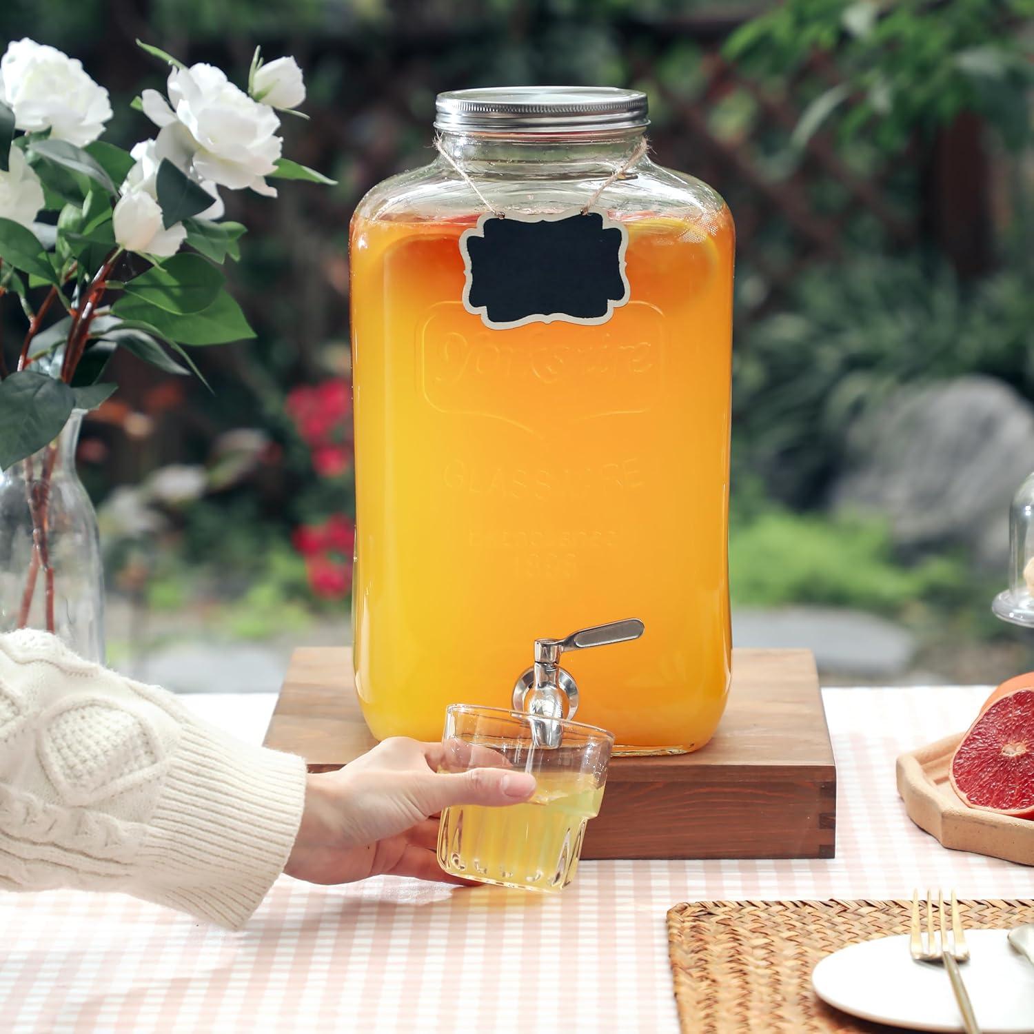 Dispensador de Bebidas de Vidrio HILUMIDA 2 Galones con Grifo