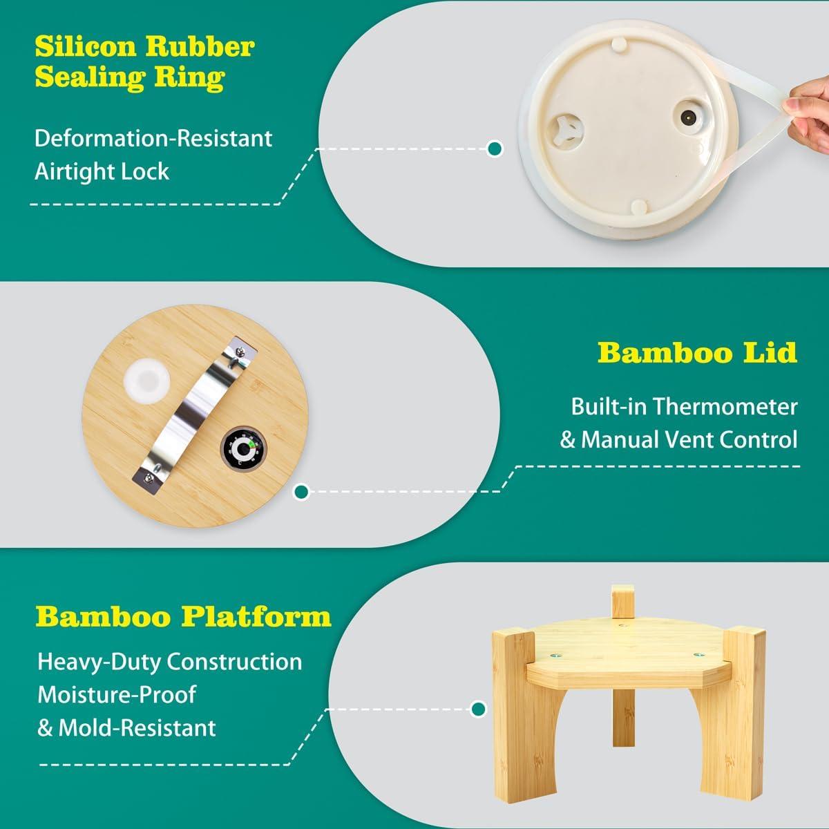 Dispensador de Bebidas de Vidrio VOVUVK 4.54L con Soporte de Bambú