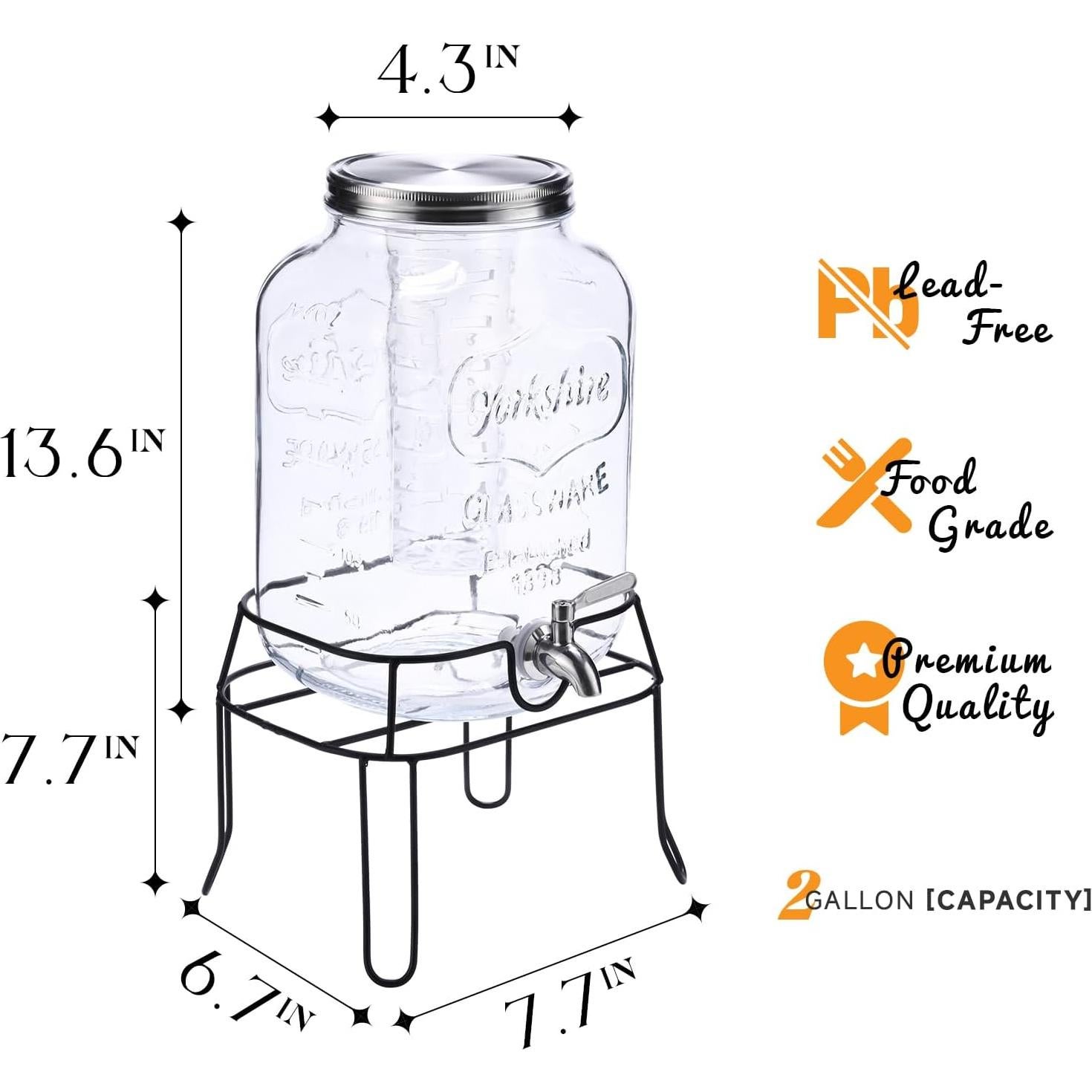 Dispensador de Bebidas de Vidrio RuileMei 7.57L con Grifo Inoxidable