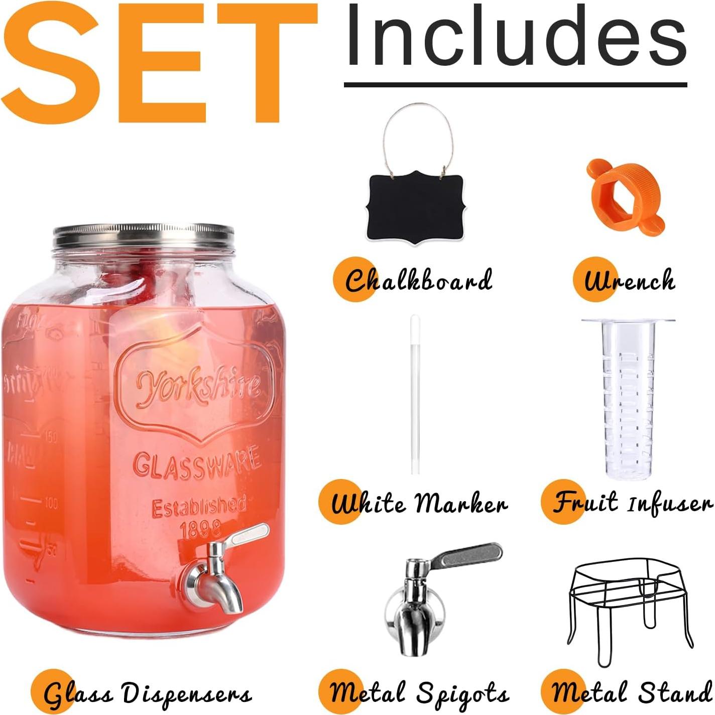 Dispensador de Bebidas de Vidrio RuileMei 7.57L con Grifo Inoxidable