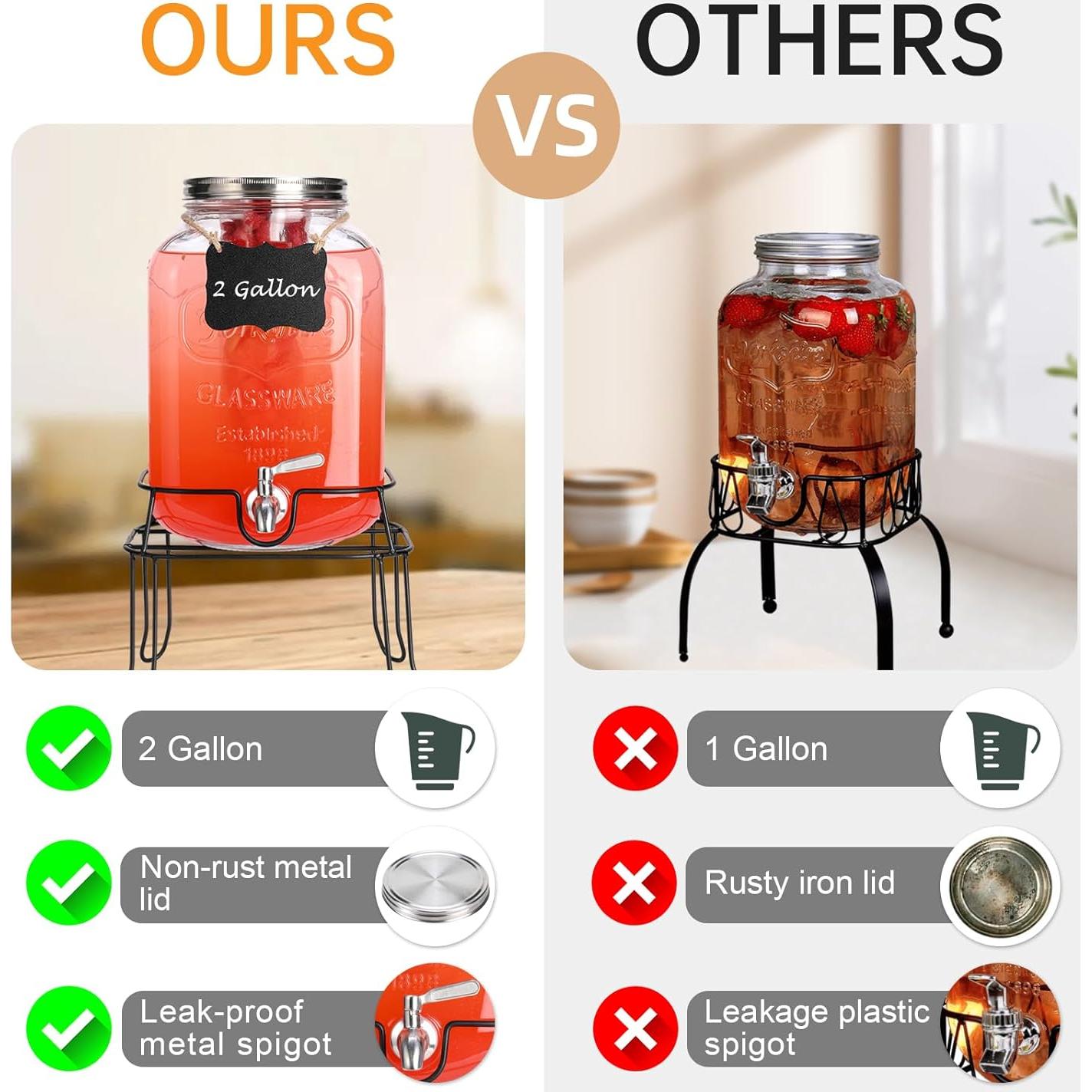 Dispensador de Bebidas de Vidrio RuileMei 7.57L con Grifo Inoxidable