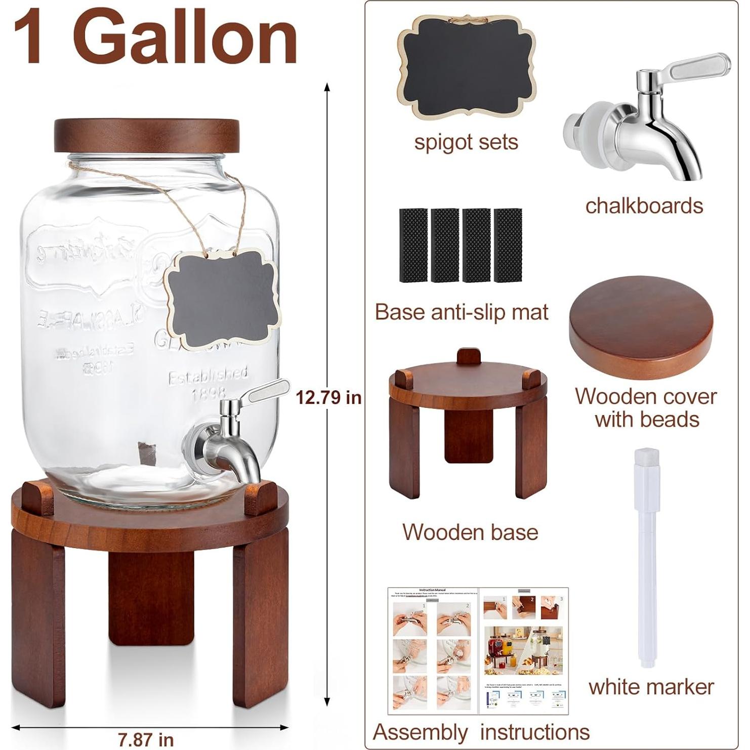 Dispensador de Bebidas de Vidrio FavorFlavor 3.8L con Grifo