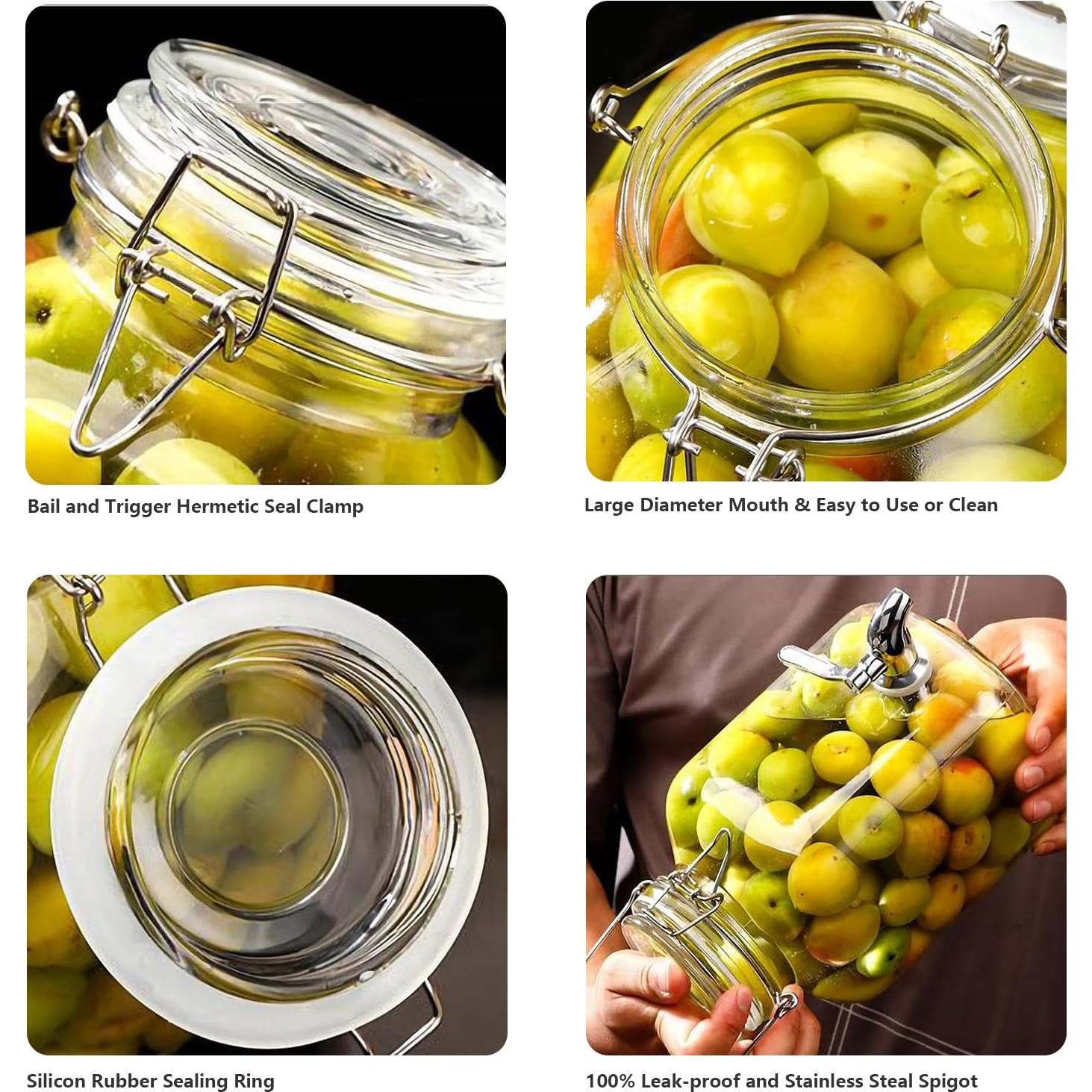 Dispensador de Bebidas de Vidrio PUSCRIENO 4L con Grifo y Asa