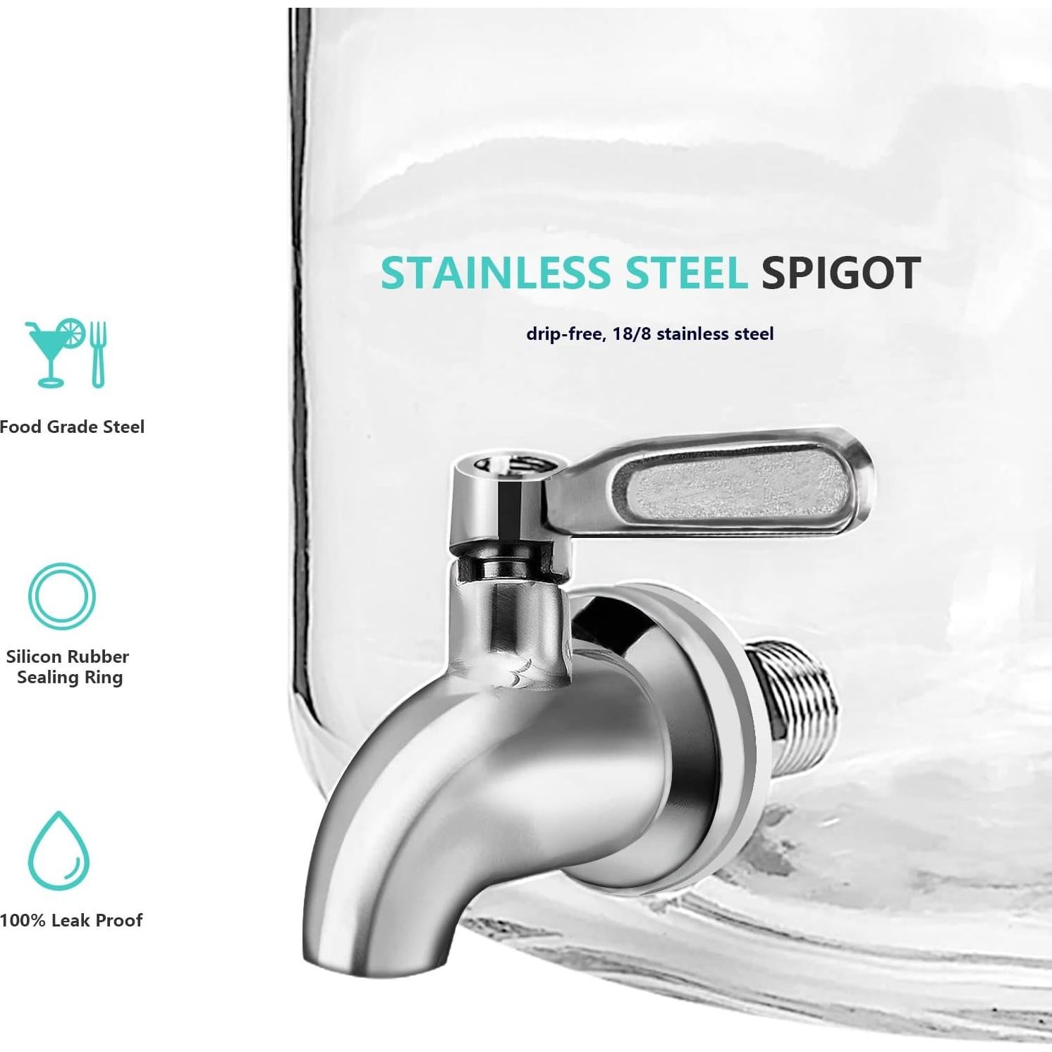 Dispensador de Bebidas de Vidrio PUSCRIENO 4L con Grifo y Asa