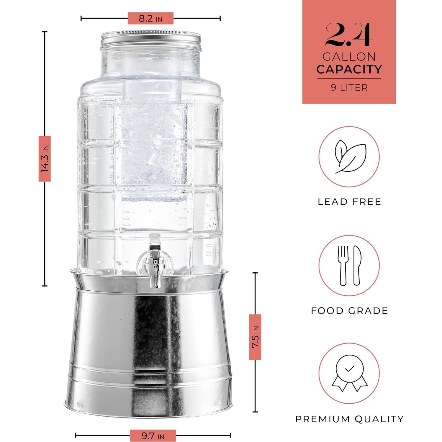 Dispensador de Bebidas de Vidrio Style Setter 9.1L con Grifo