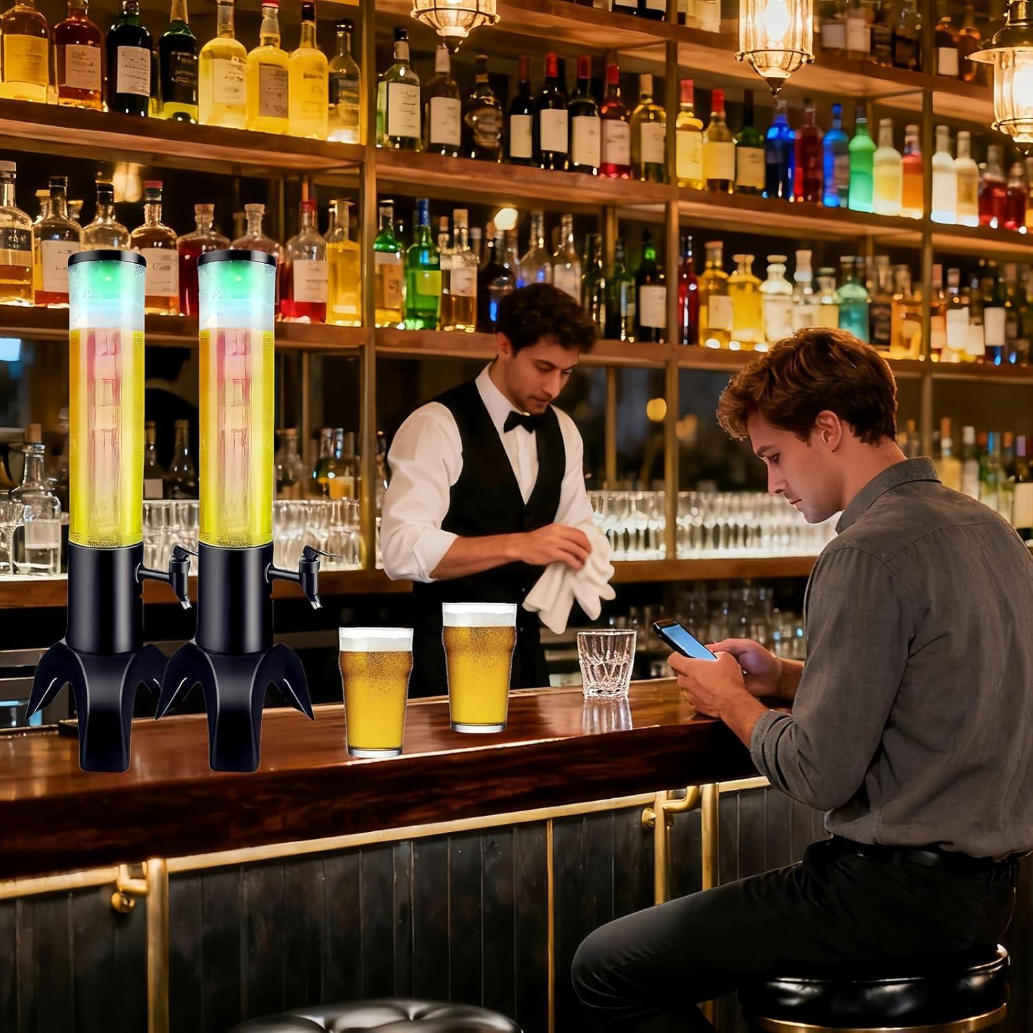 Dispensador de Torre de Bebidas FLFNB 1.5L con Tubo de Hielo - 2 Pack