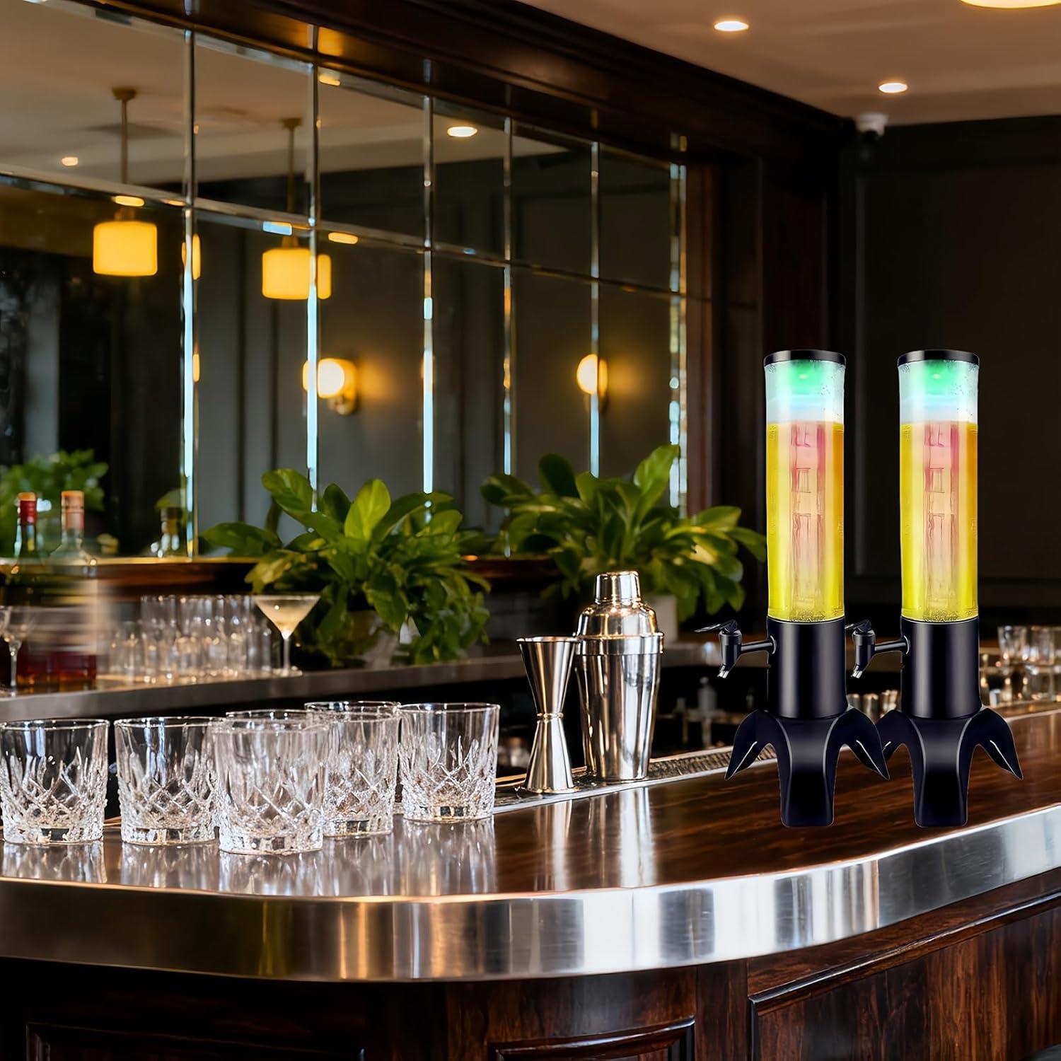 Dispensador de Torre de Bebidas FLFNB 1.5L con Tubo de Hielo - 2 Pack