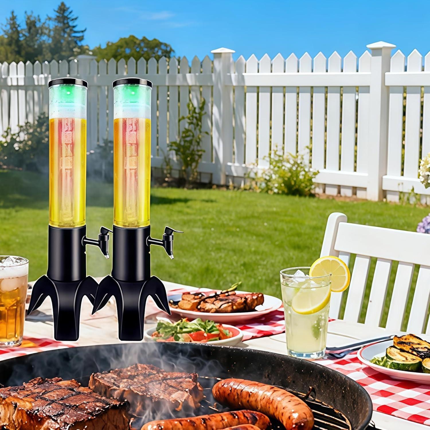 Dispensador de Torre de Bebidas FLFNB 1.5L con Tubo de Hielo - 2 Pack