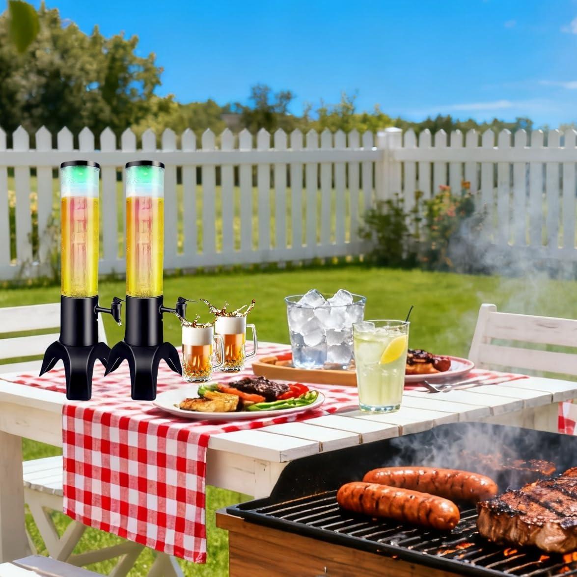 Dispensador de Torre de Bebidas FLFNB 1.5L con Tubo de Hielo - 2 Pack