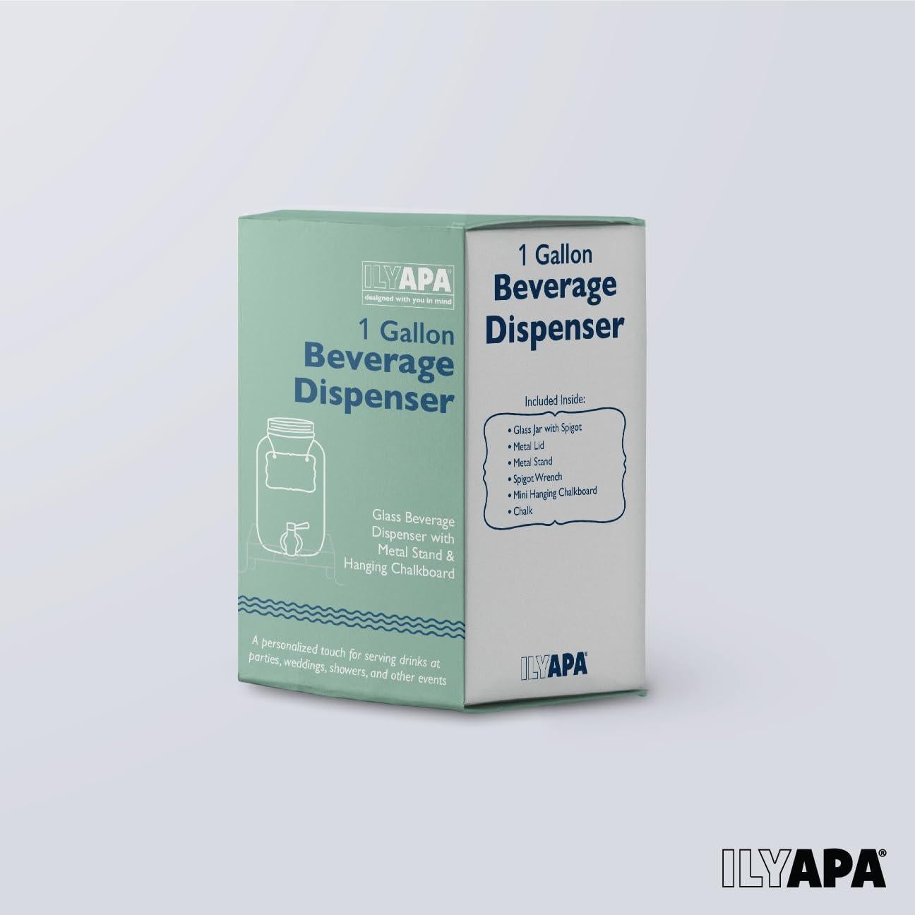 Dispensador de Bebidas de Vidrio Ilyapa 3.78L con Base de Metal