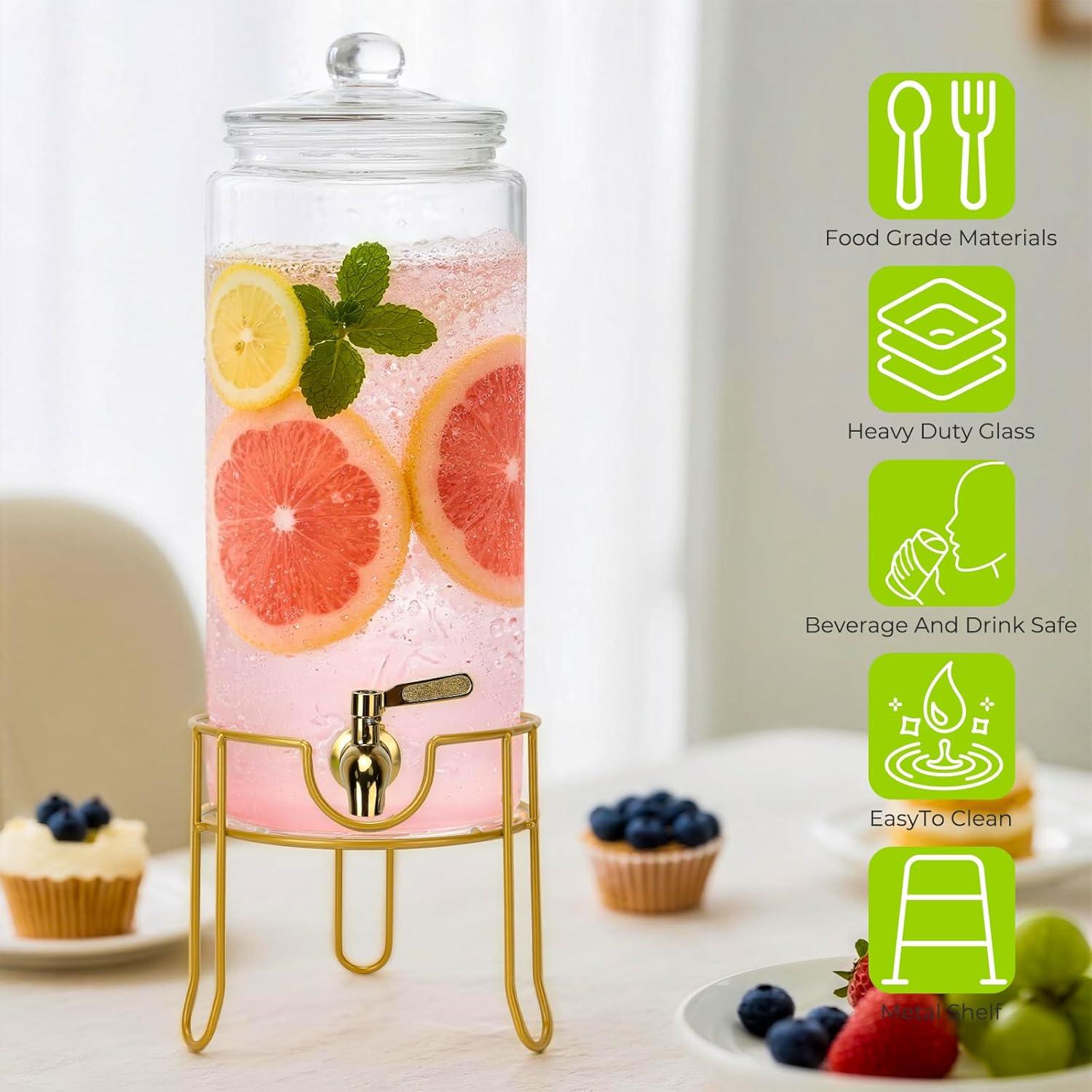 Dispensador de Bebidas de Vidrio Betrome 5.68L con Grifo Inoxidable