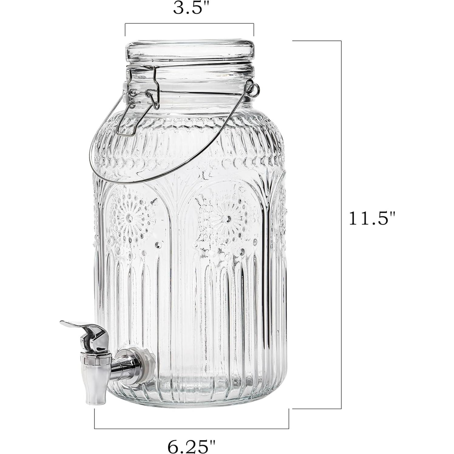 Dispensador de Bebidas de Vidrio Kingrol 4L con Grifo y Tapa