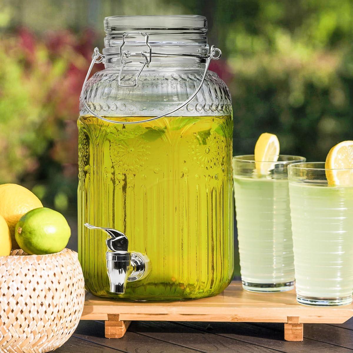 Dispensador de Bebidas de Vidrio Kingrol 4L con Grifo y Tapa