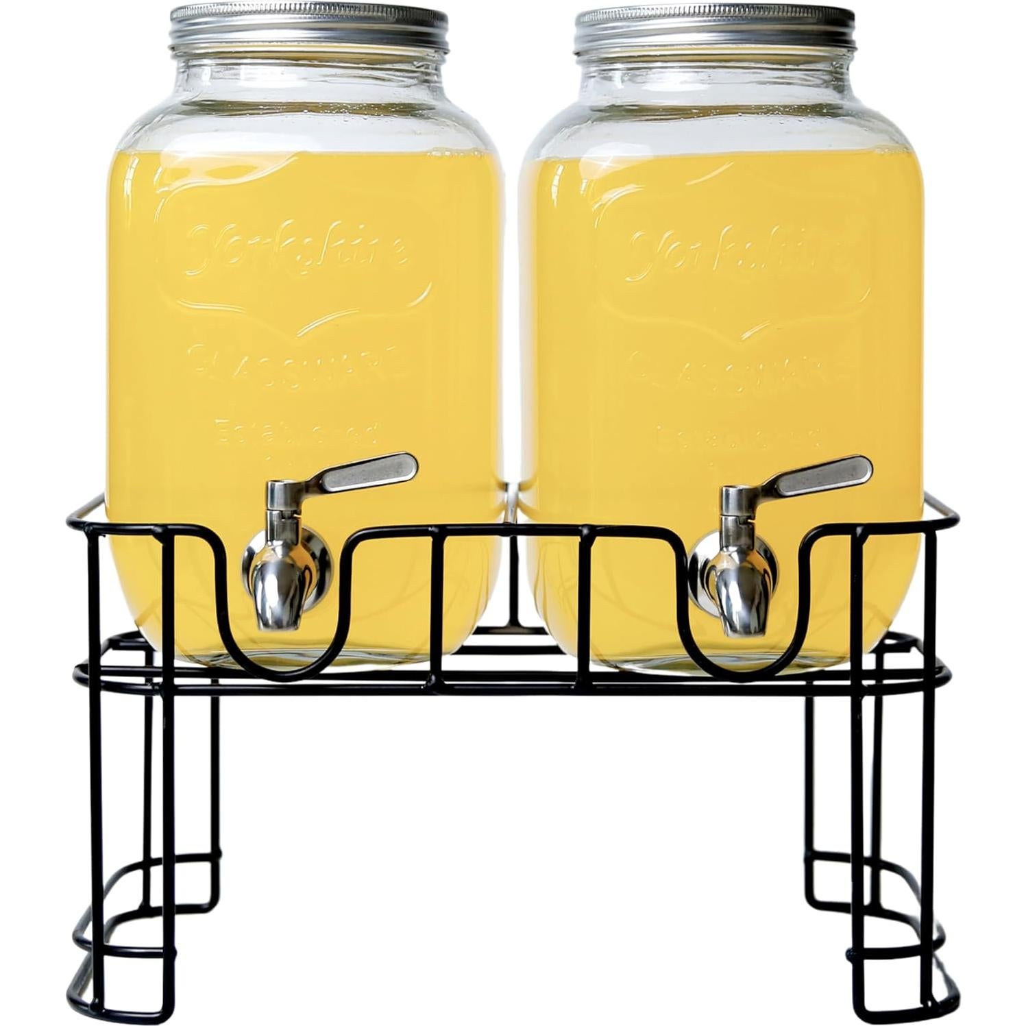 Dispensador Doble de Bebidas Kitchentoolz 3.78L Vidrio y Metal