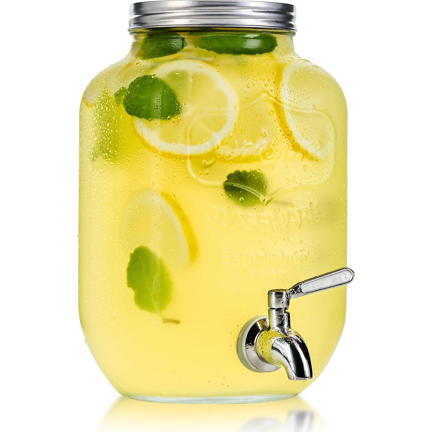 Dispensador Doble de Bebidas Kitchentoolz 3.78L Vidrio y Metal