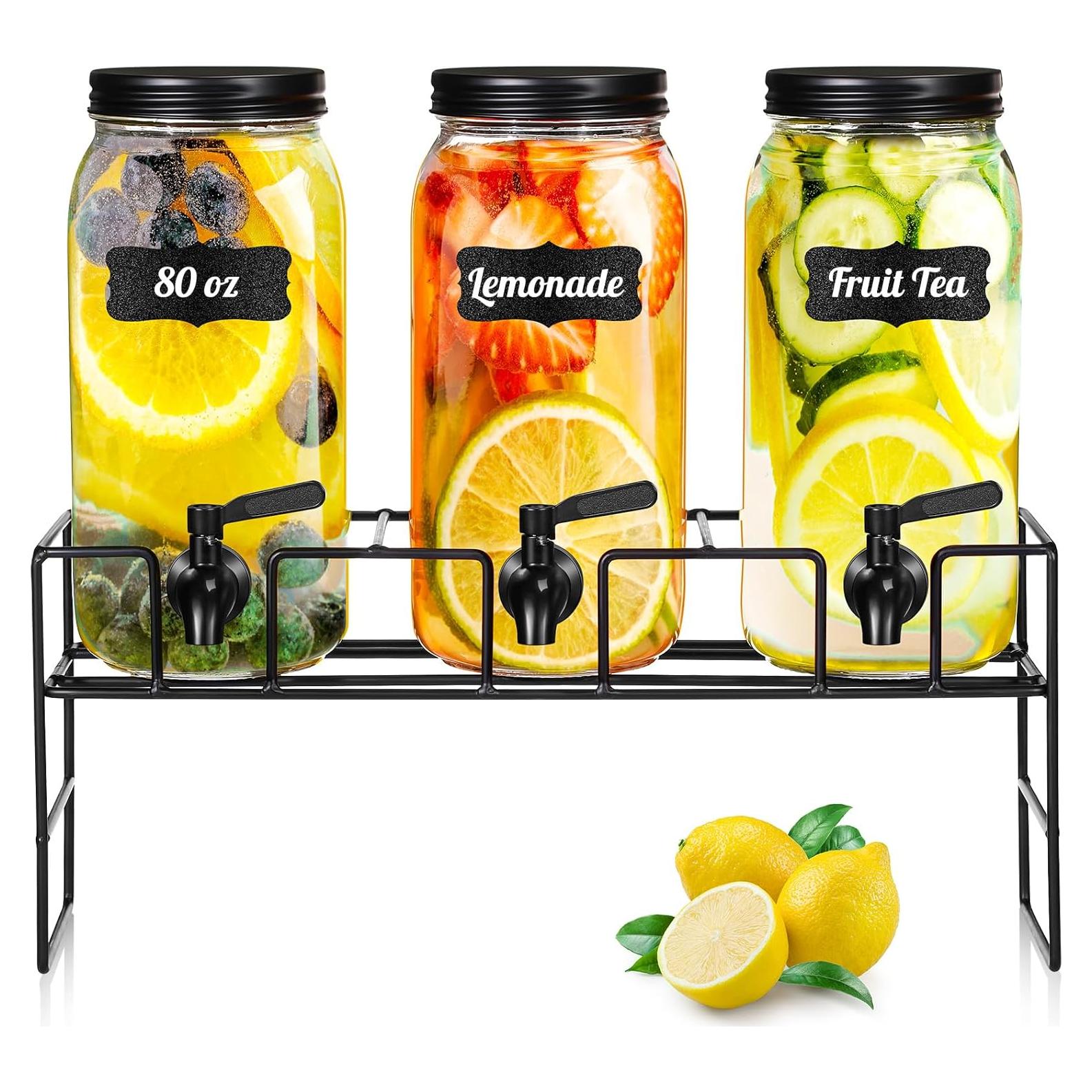 Paquete de 3 dispensadores de bebidas RimCereal 2.37L vidrio