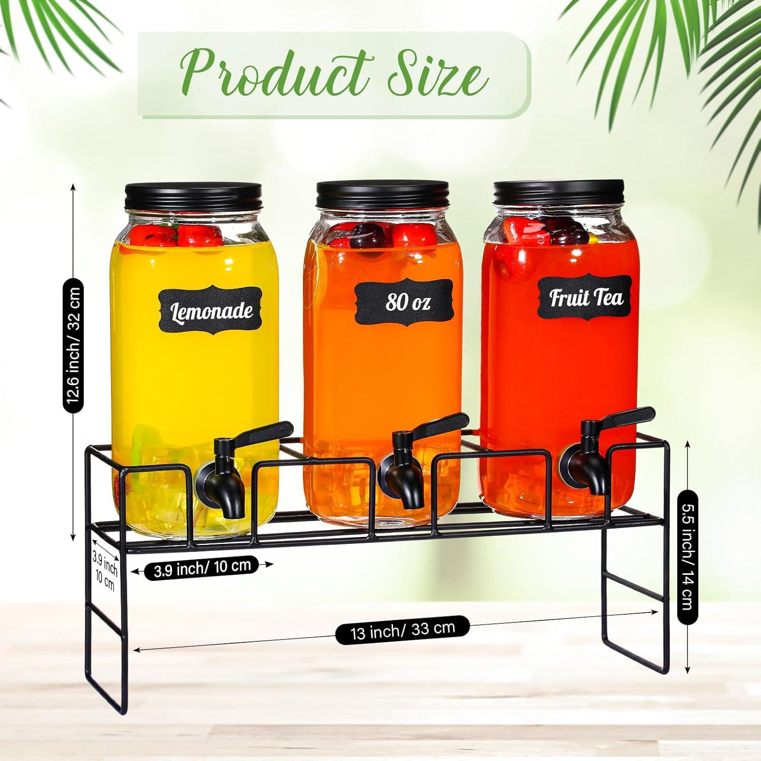 Paquete de 3 dispensadores de bebidas RimCereal 2.37L vidrio