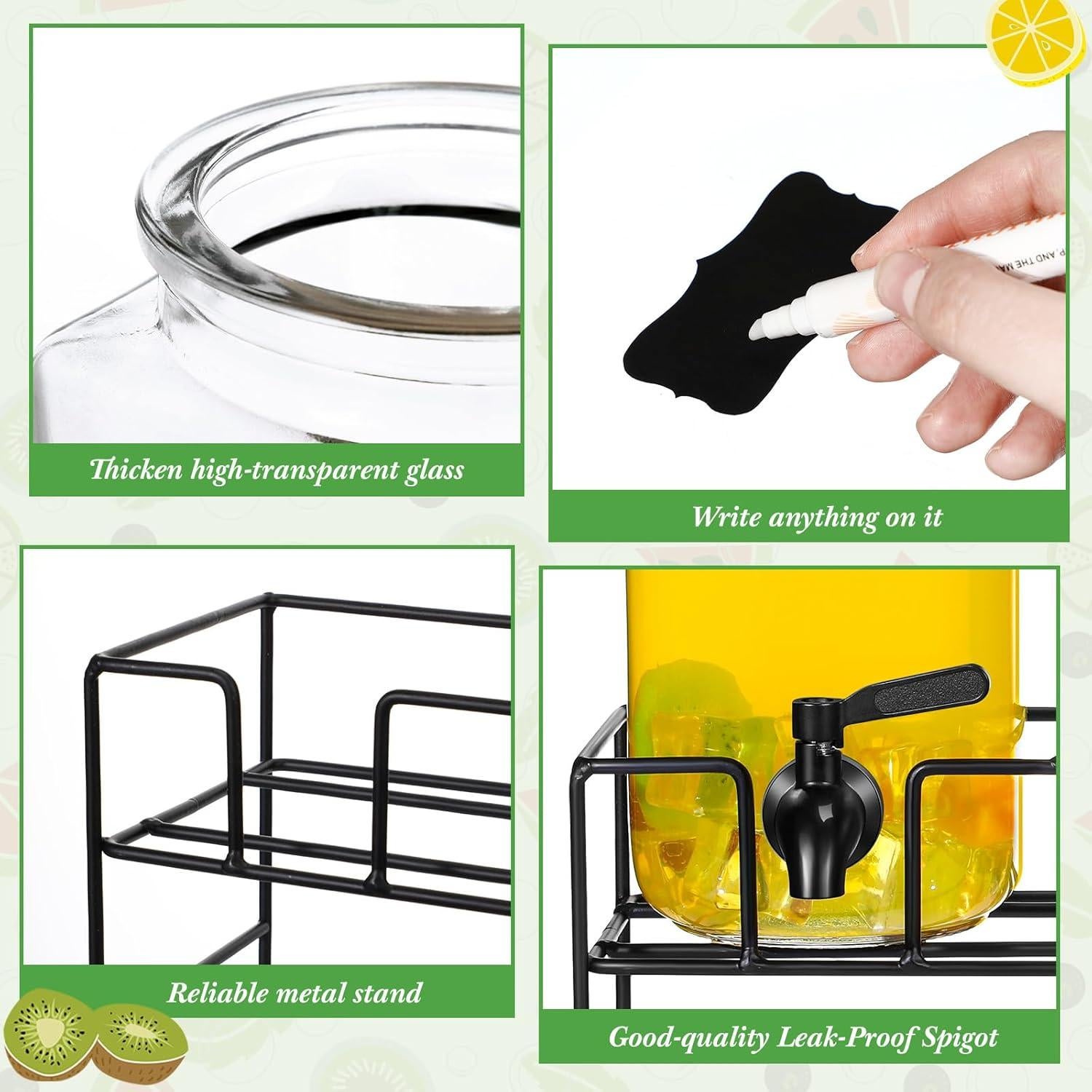 Paquete de 3 dispensadores de bebidas RimCereal 2.37L vidrio