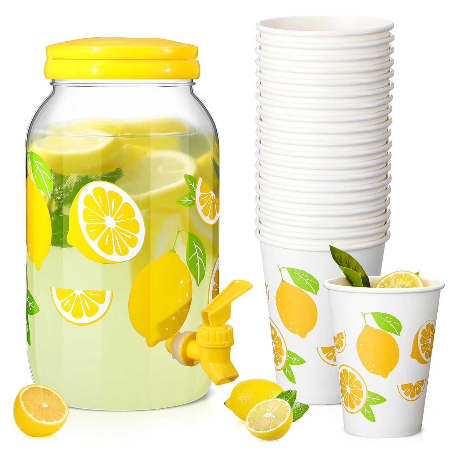 Dispensador de Bebidas de Plástico Umigy 3.78L con 20 Vasos 355ml