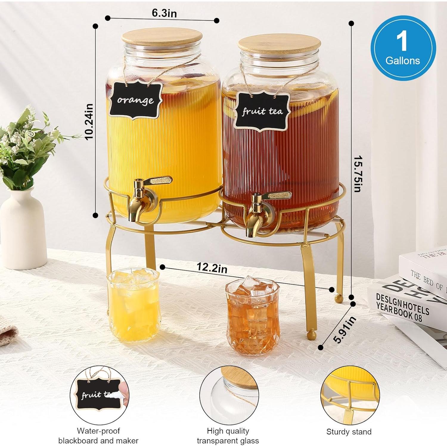 Dispensador de Bebidas de Vidrio ZJ Whoest 3.75kg Doble