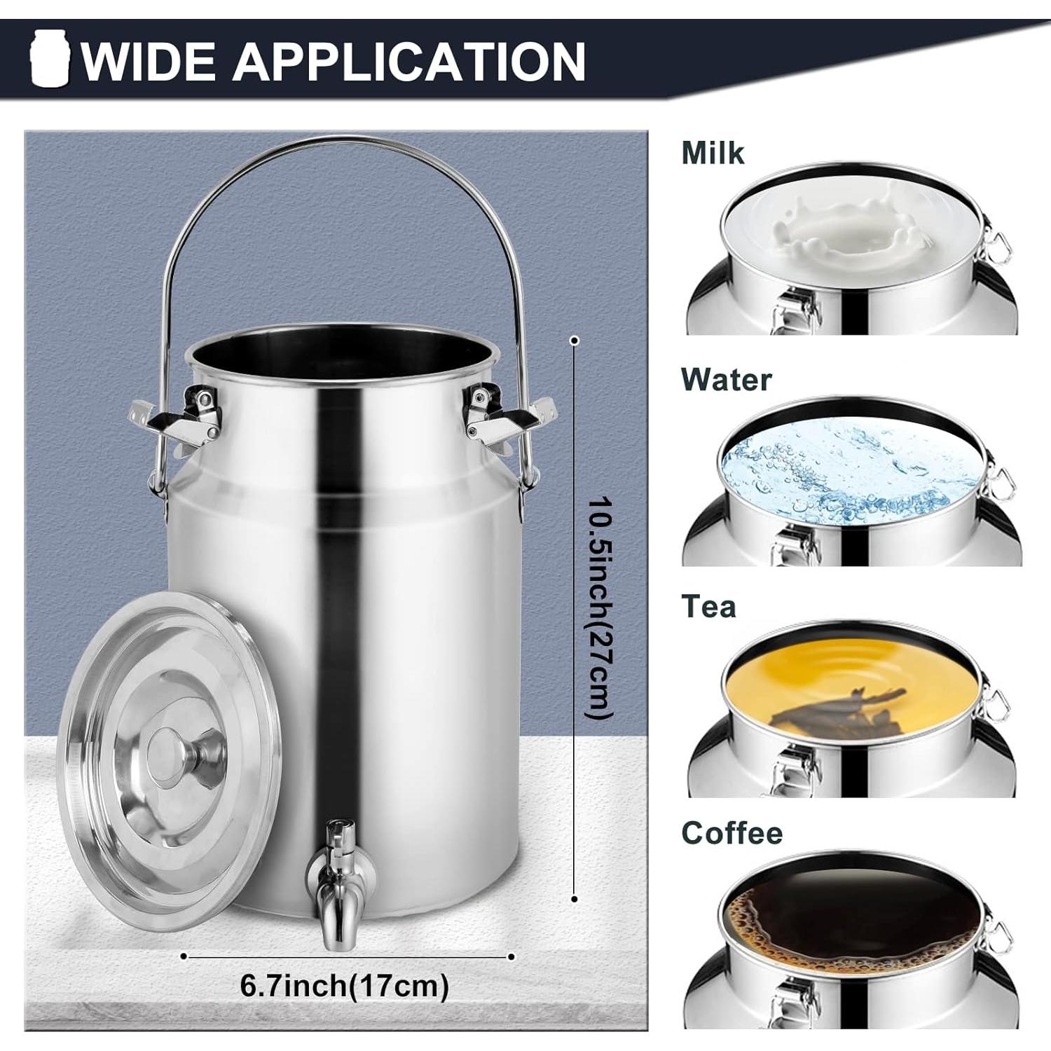 Lata de Leche Acero Inoxidable 304 con Grifo 5 Litros