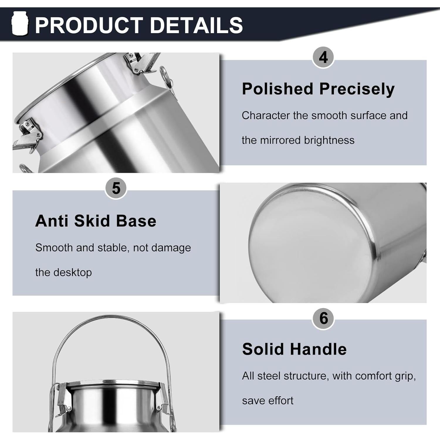 Lata de Leche Acero Inoxidable 304 con Grifo 5 Litros