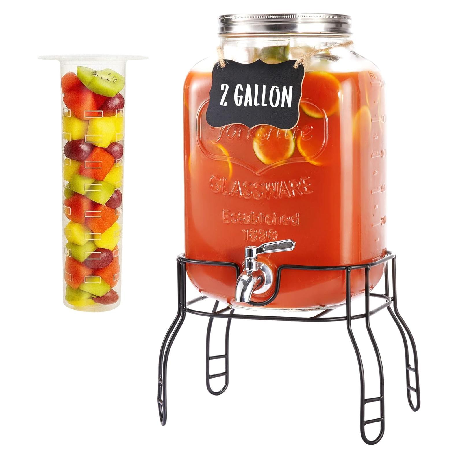 Dispensador de Bebidas de Vidrio JILLSKY 2 Galones con Grifo